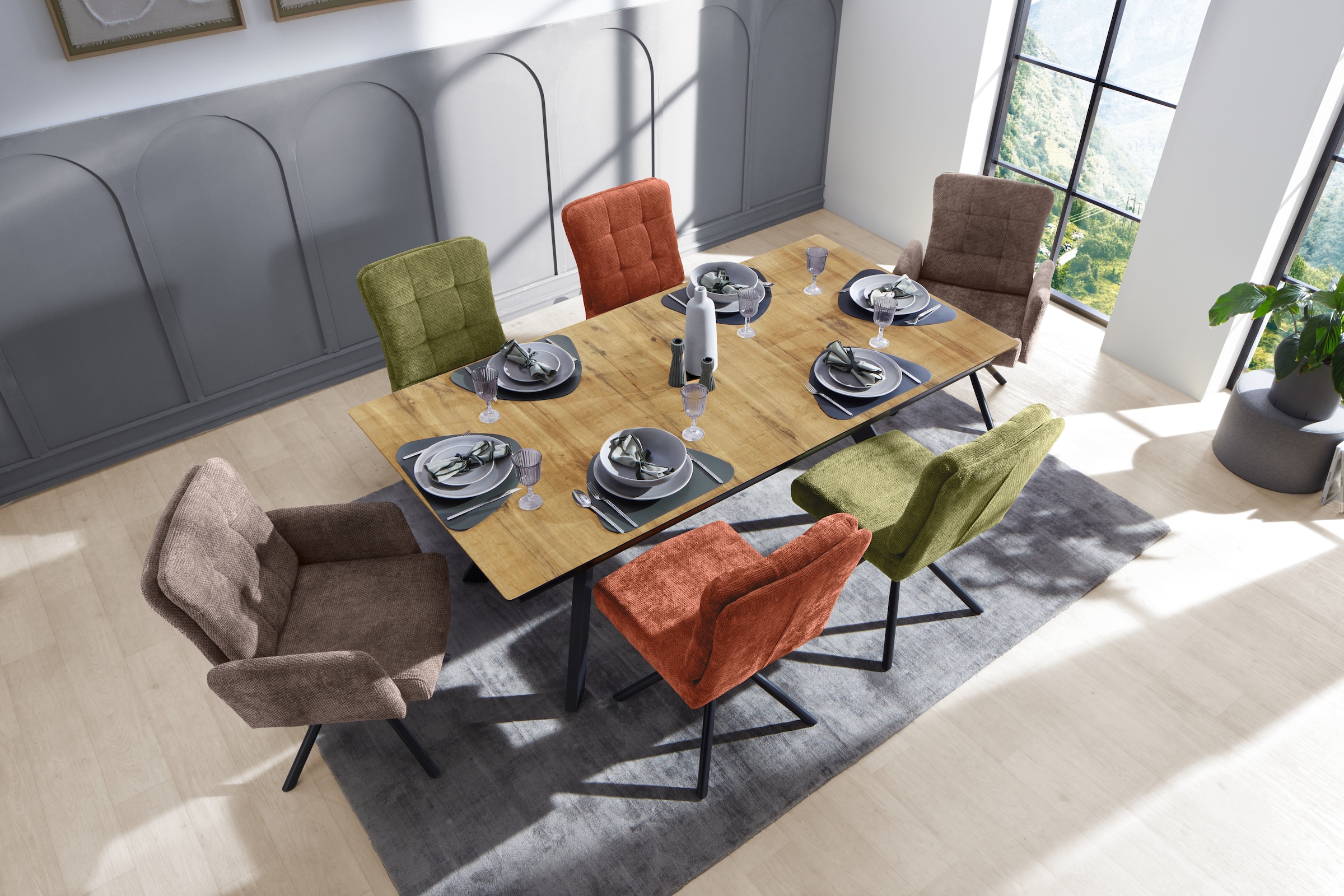 Jockenhöfer Gruppe Table de salle à manger »Tyson, 3-fach ausziehbar« extra large (200-320x100cm), extension synchronisée, mélaminé