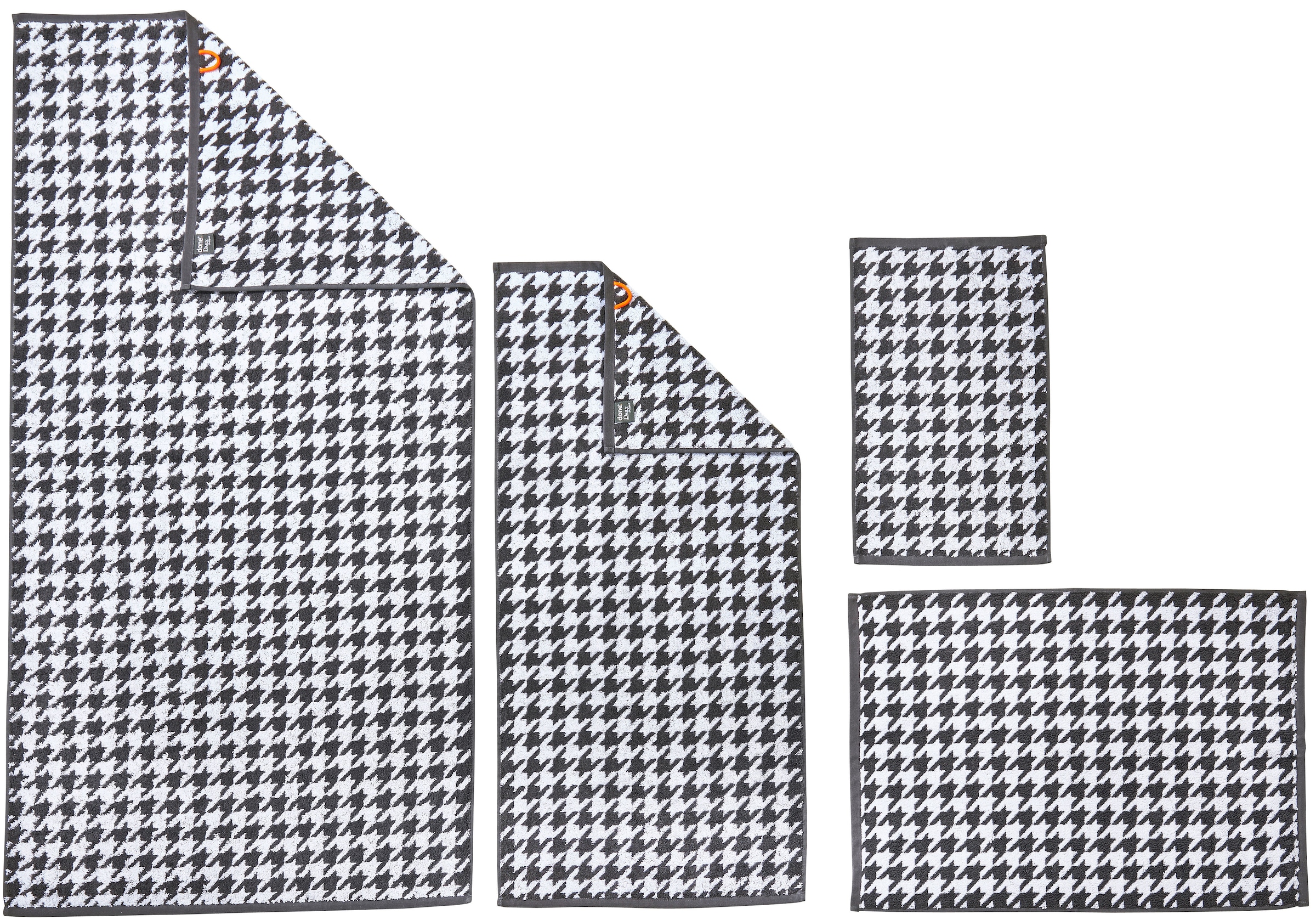 done.® Handtuch Set »DAILY SHAPES, 4-teilig,  Gästehandtuch,«, 4 tlg., Jacquard-Walkfrottier, 1 Handtuch 50x100, 1 Duschtuch 70x140, 1 Badvorleger 50x70