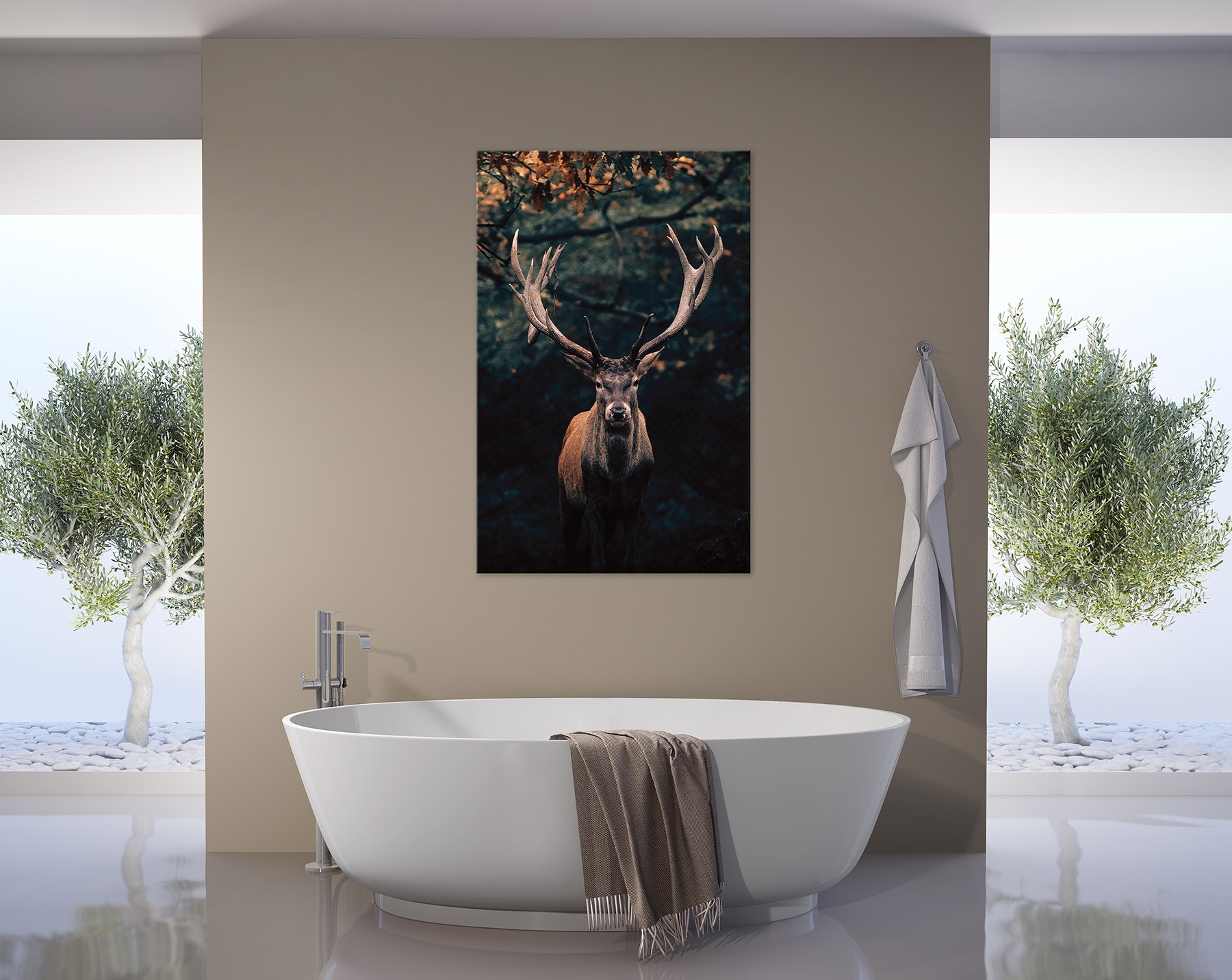 Bönninghoff Leinwandbild »Wandbild HIRSCH IM WALD 78x118 cm – Leinwandbild Keilrahmen Deko« Hirsch 1 Stk. tlg. auf Keilrahmen gespannt