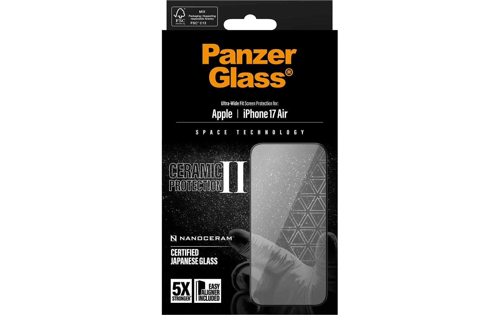 PanzerGlass Film de protection d'écran »Ceramic II Ultra-Wide Fit Screen Protector« für Apple iPhone Air Displayschutzfolie, Schutzfolie, Bildschirmschutz, kratz- & stossfest