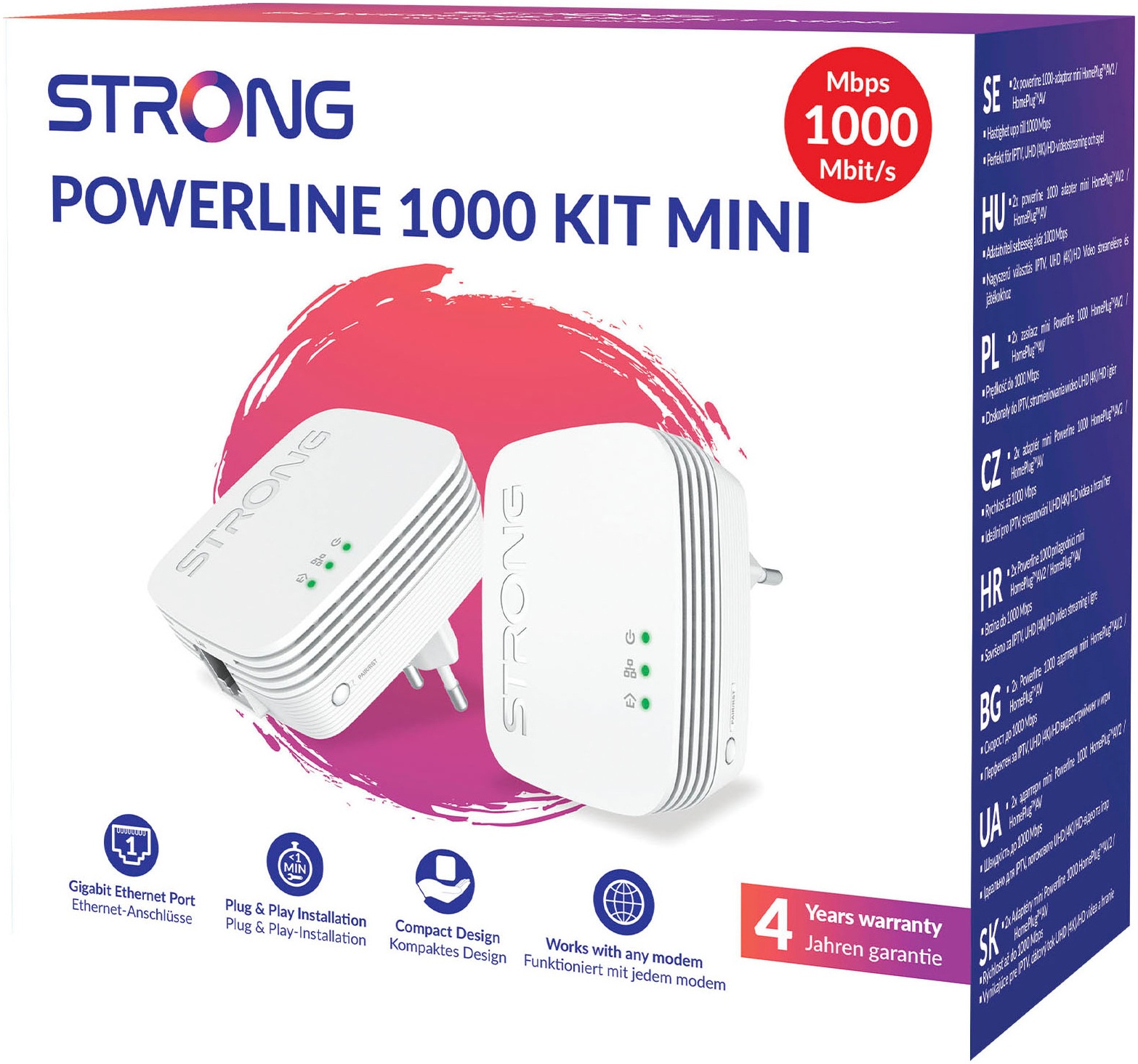 Strong Reichweitenverstärker »Powerline MINI 1000 Mbit/s Set (3 Einheiten)«, (3 St.)