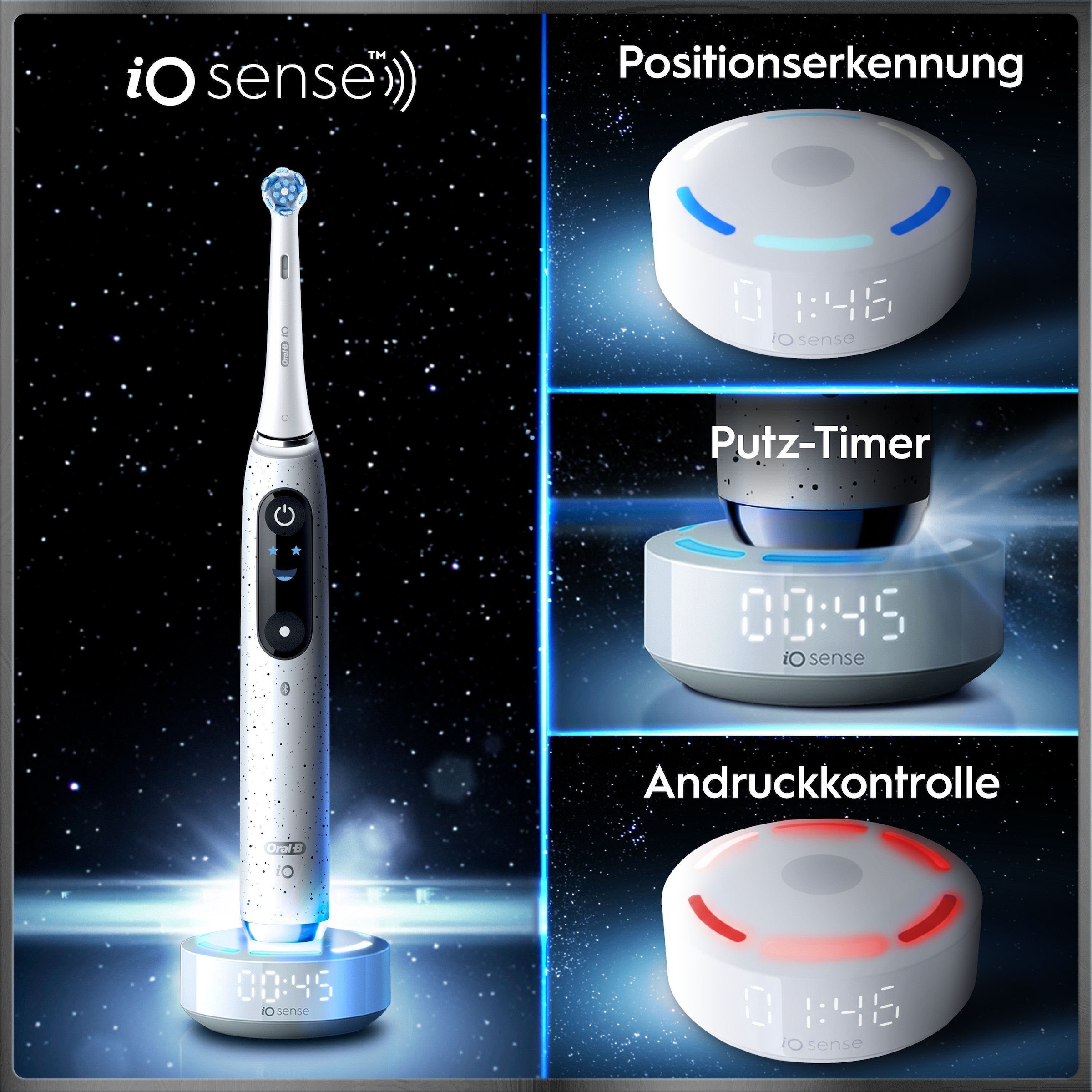 Oral-B Elektrische Zahnbürste »Oral-B iO Series 10« 1 Stk. Aufsteckbürsten iO Sense Zahnputz-Coach | Schnellladestation | Langanhaltender Akku