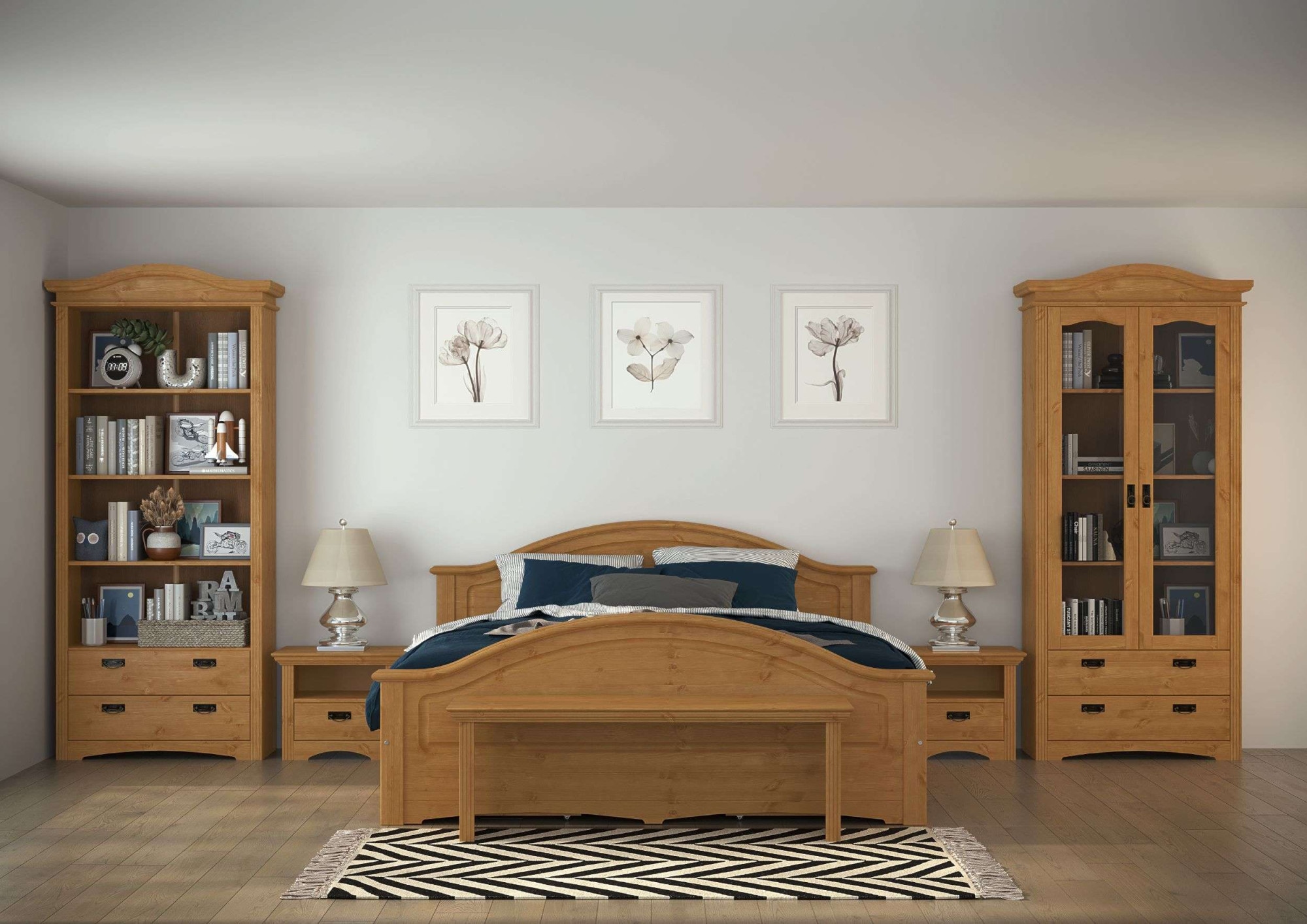 Home affaire Vitrine »Konrad«, aus massiver Kiefer, mit Glaseinsätzen, B/T: 94/208 cm