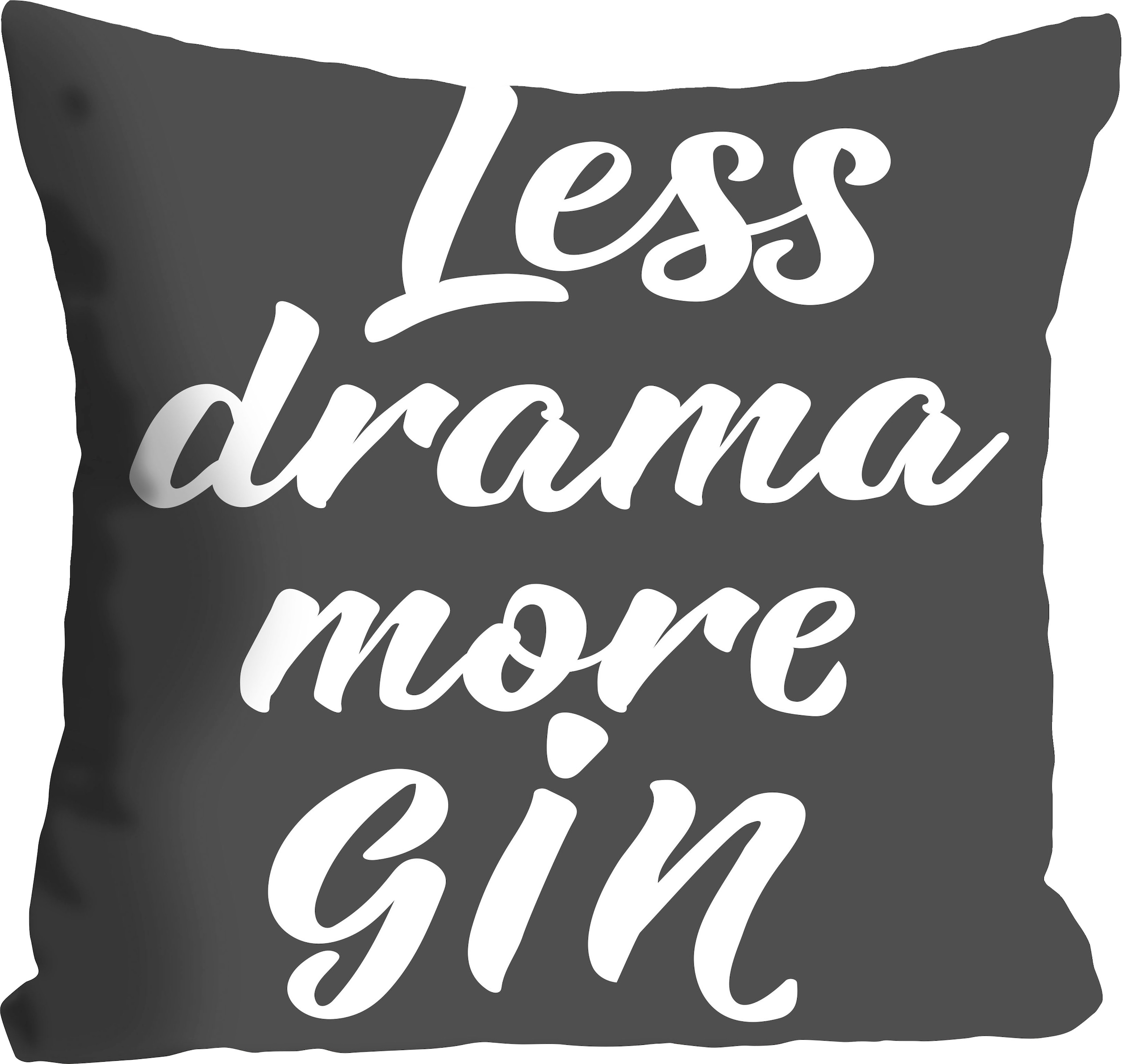 Image of queence Dekokissen "Less drama more Gin" mit einem Schriftzug