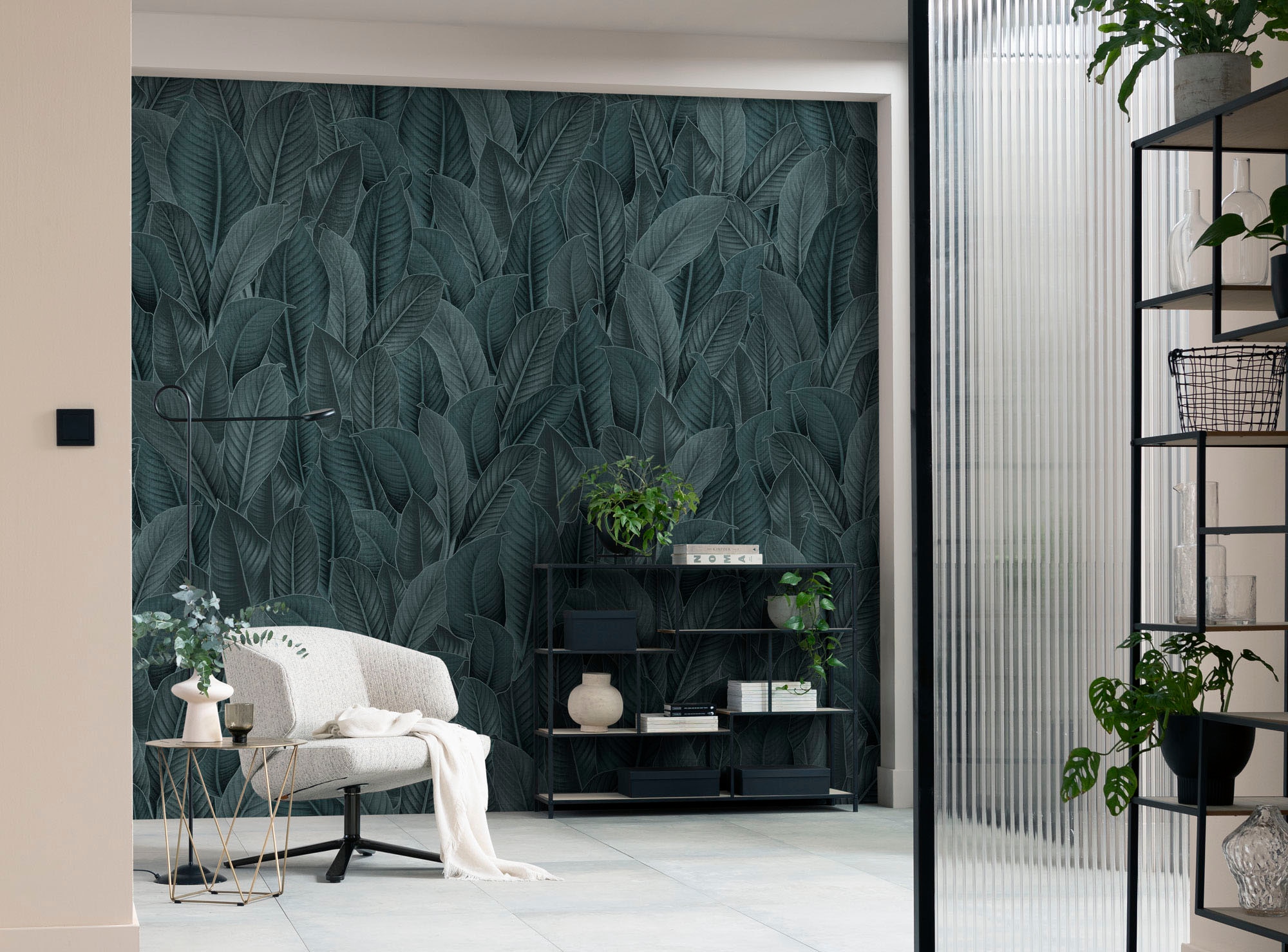 Komar Fototapete »Digitaldruck Vlies - Bain de Feuilles - Grösse 300 x 250 cm«, bedruckt, Wohnzimmer, Schlafzimmer