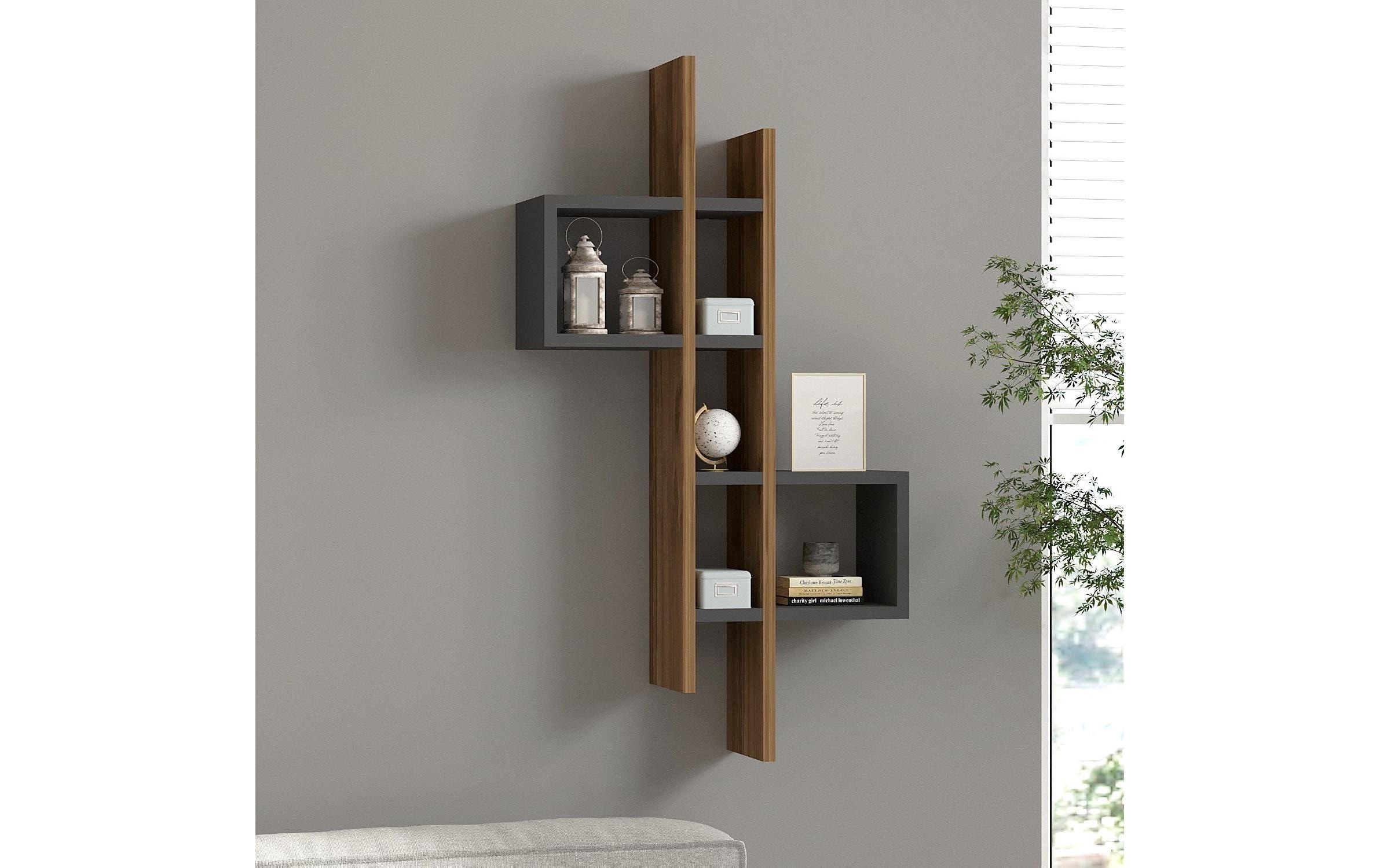 WOODY FASHION Regal »Emse 53,8 x 108 x 19,6 cm, Anthrazit/Nature«
