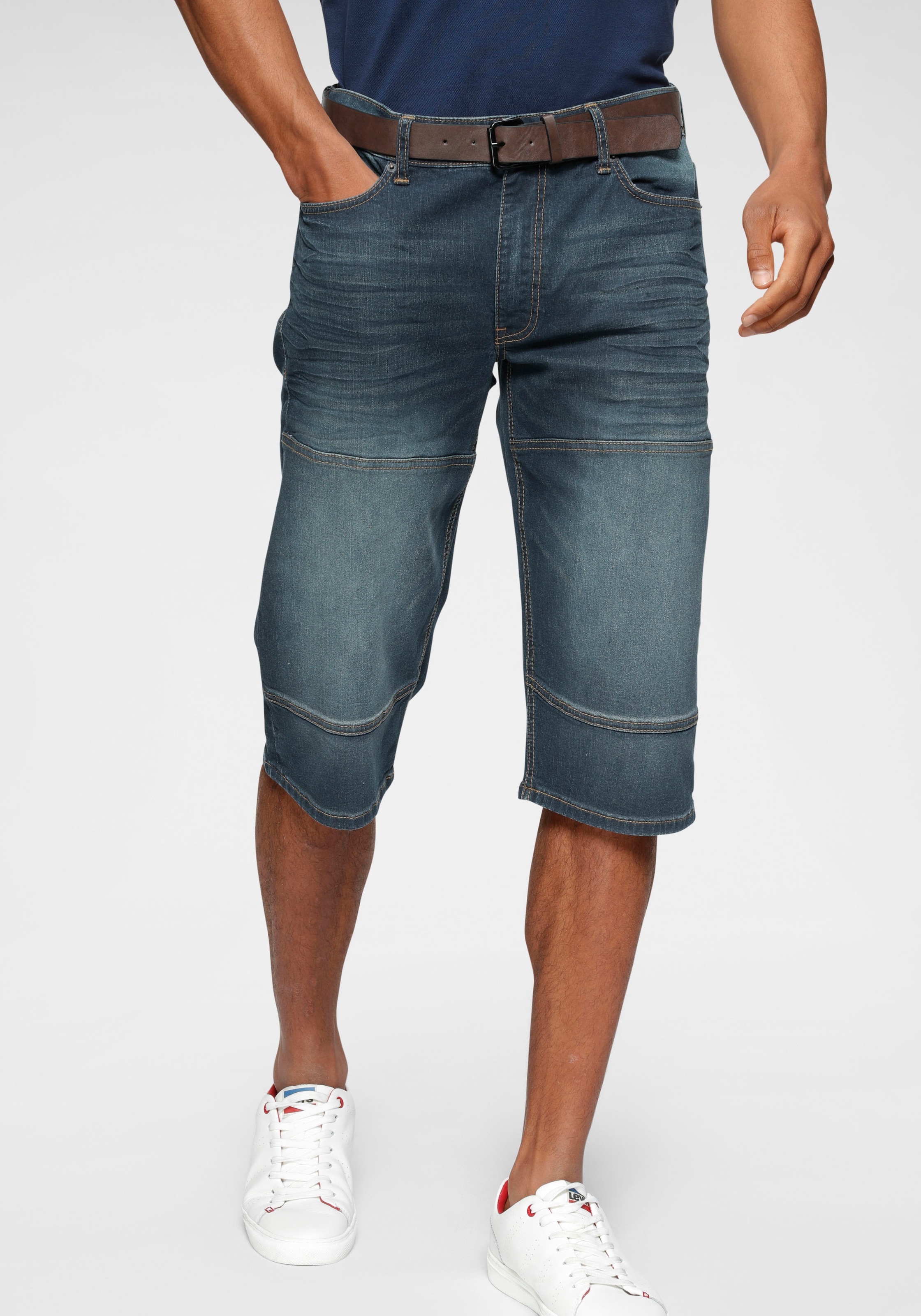 H.I.S Jeansbermudas »HANTZ«, (Set, 2 tlg., mit abnehmbarem Gürtel), Ökologische, wassersparende Produktion durch Ozon Wash