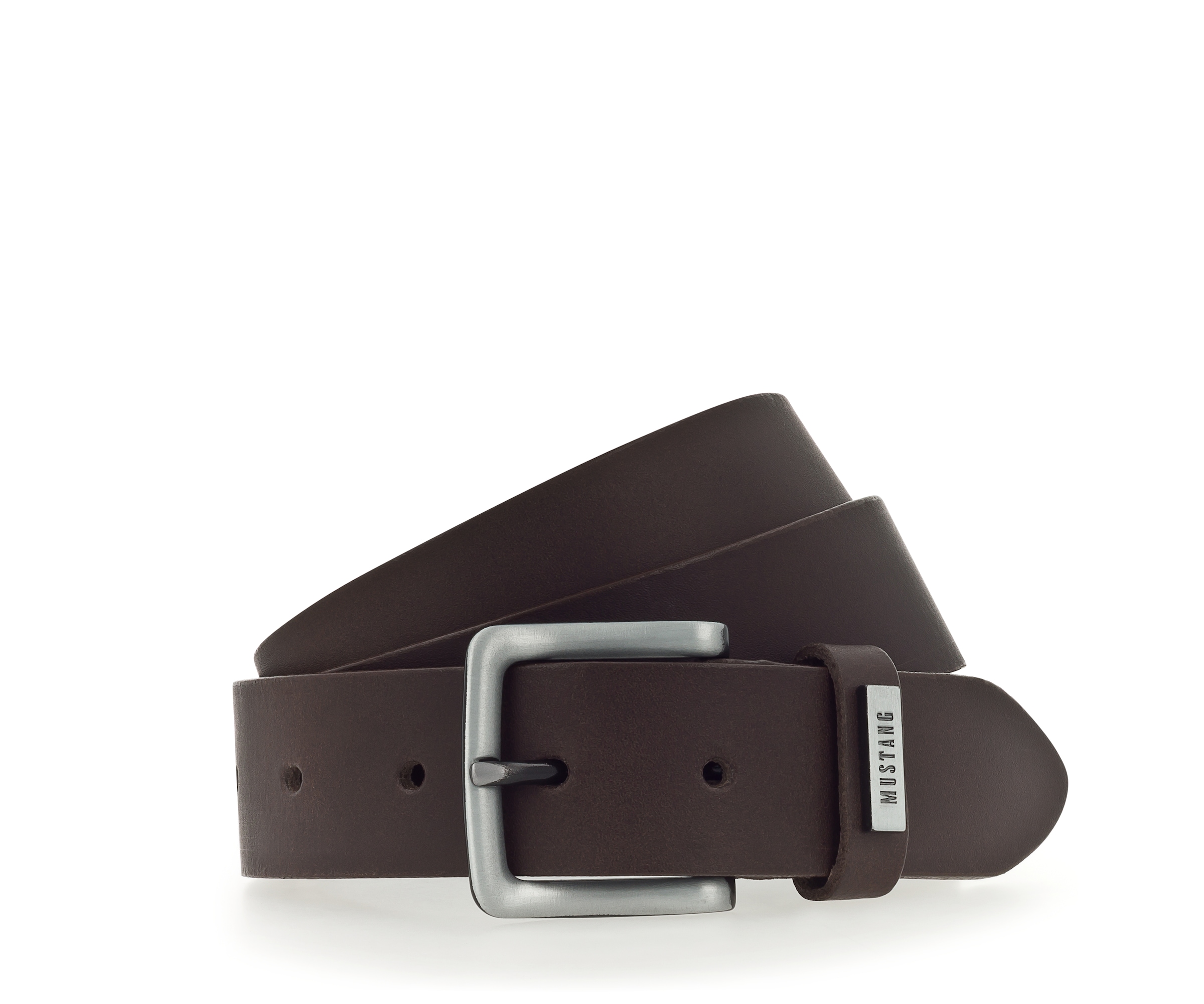MUSTANG Ceinture en cuir »"Wayne"« avec boucle rivetée, uni, design casual