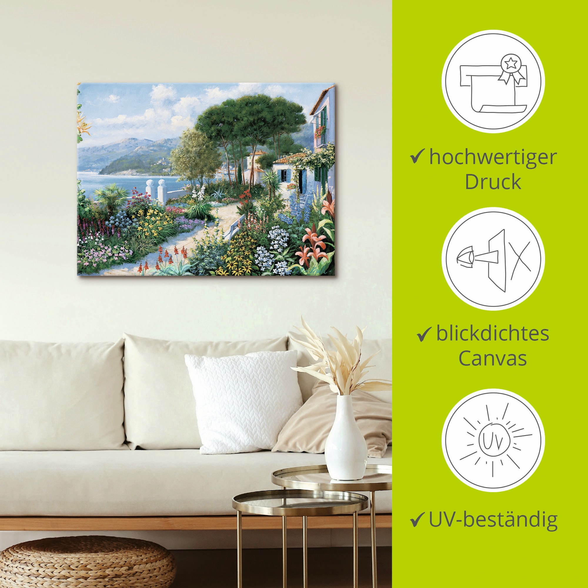 Artland Leinwandbild »Verstecktes Paradies« Garten 1 Stk. tlg. auf Holzrahmen gespannt