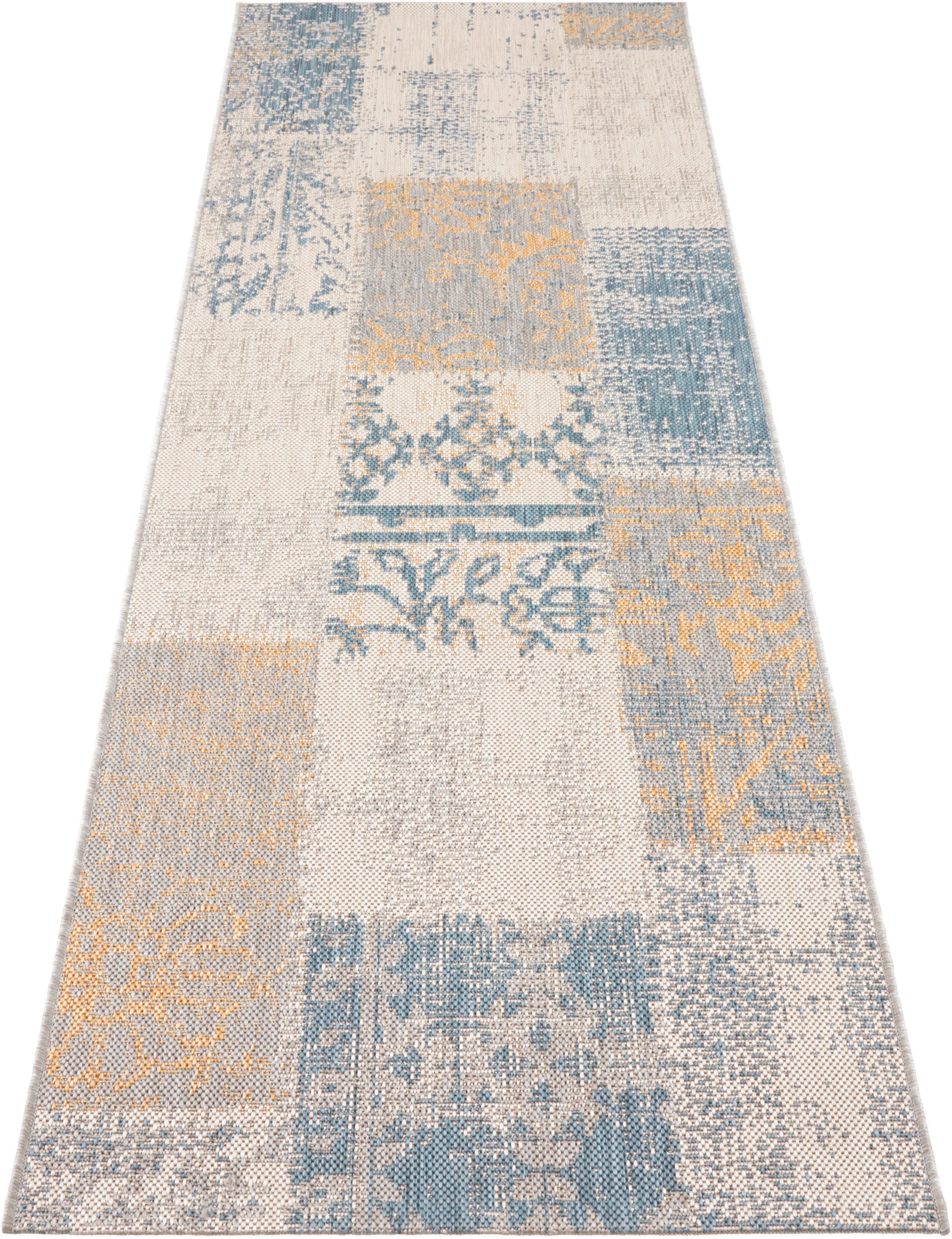 Image of NORTHRUGS Läufer »Symi«, rechteckig, 8 mm Höhe, In/-Outdoor geeignet, Patchwork Design, Wohnzimmer, Balkon, Terrasse, Robust, Pflegeleicht, Flachgewebe bei Ackermann Versand Schweiz