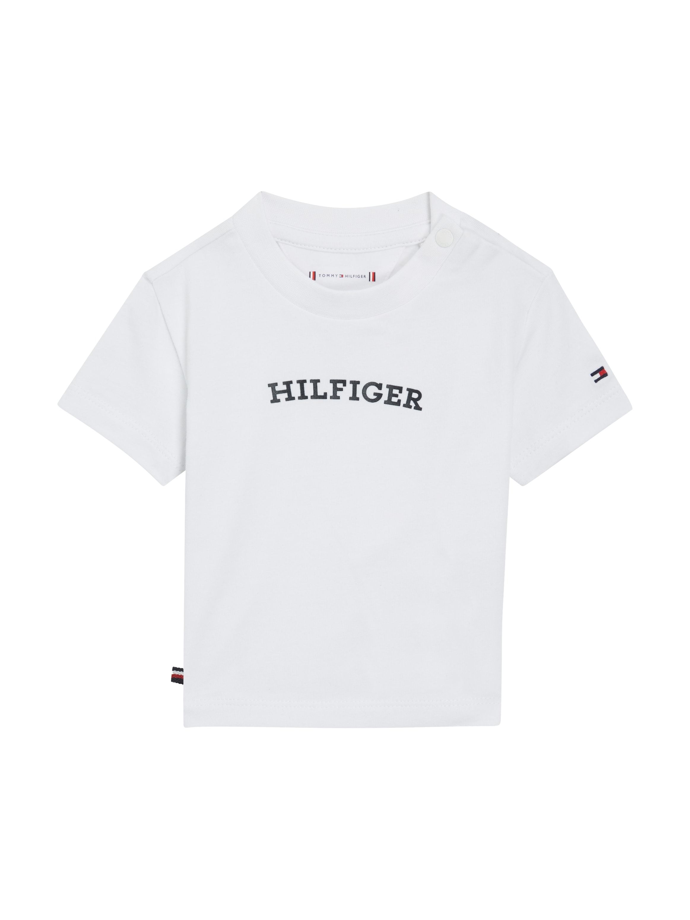 Tommy Hilfiger T-Shirt »BABY CURVED MONOTYPE TEE S/S«, mit grossem Hilfiger Front Print & Logo-Flag