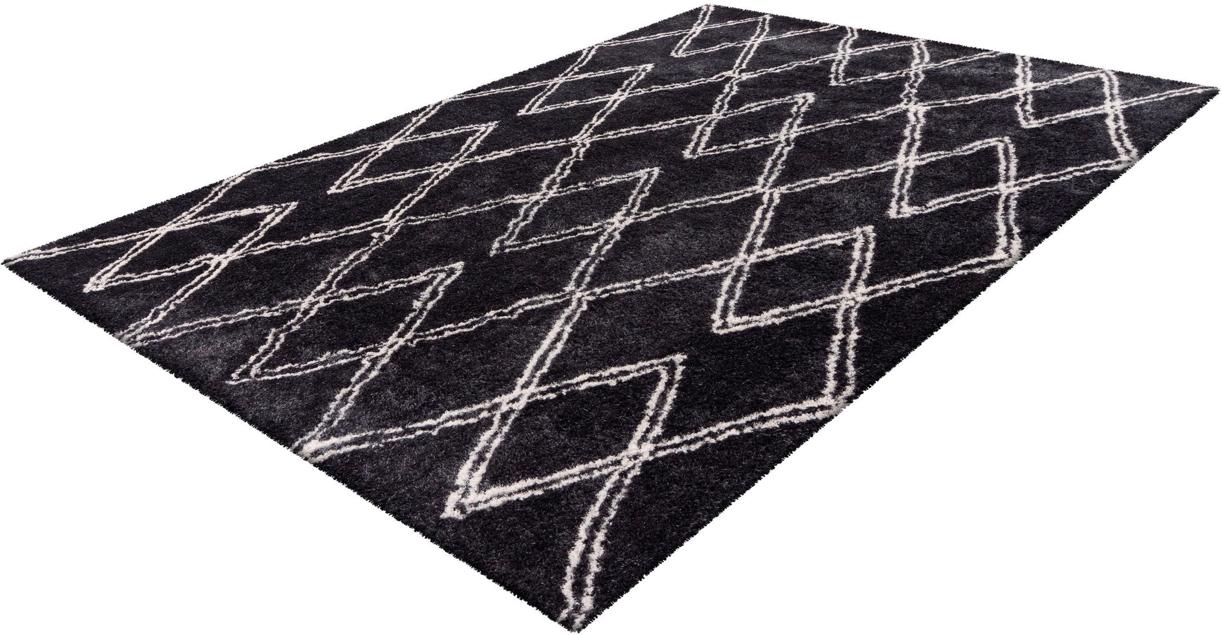 my home Hochflor-Teppich »Leasly«, rechteckig, 27 mm Höhe, retro, Teppich im Rauten-Muster, weich