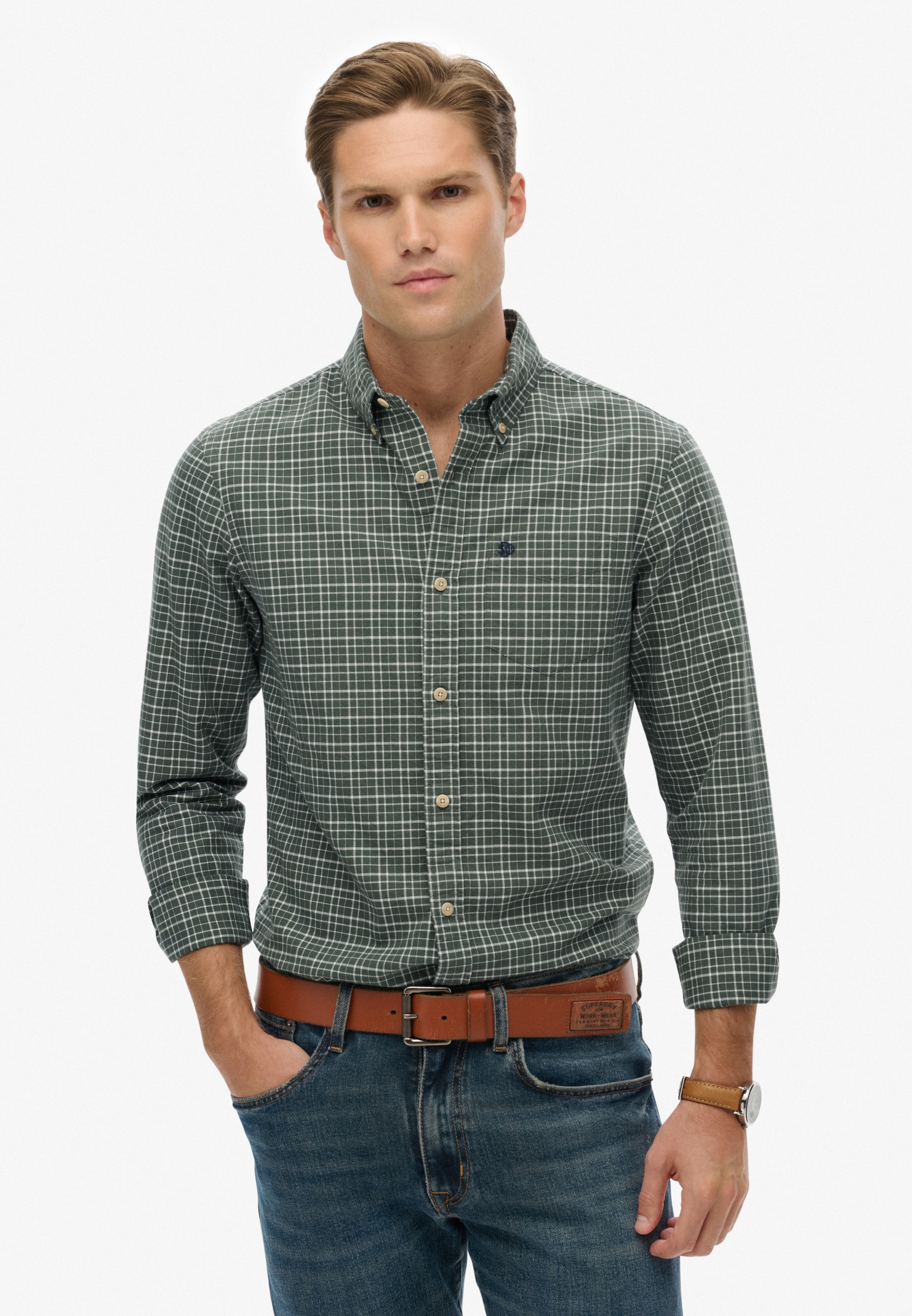 Image of Superdry Langarmhemd "PREMIUM CHECK OXFORD SHIRT" Regular Fit, aus Baumwolle, mit Knopfleiste
