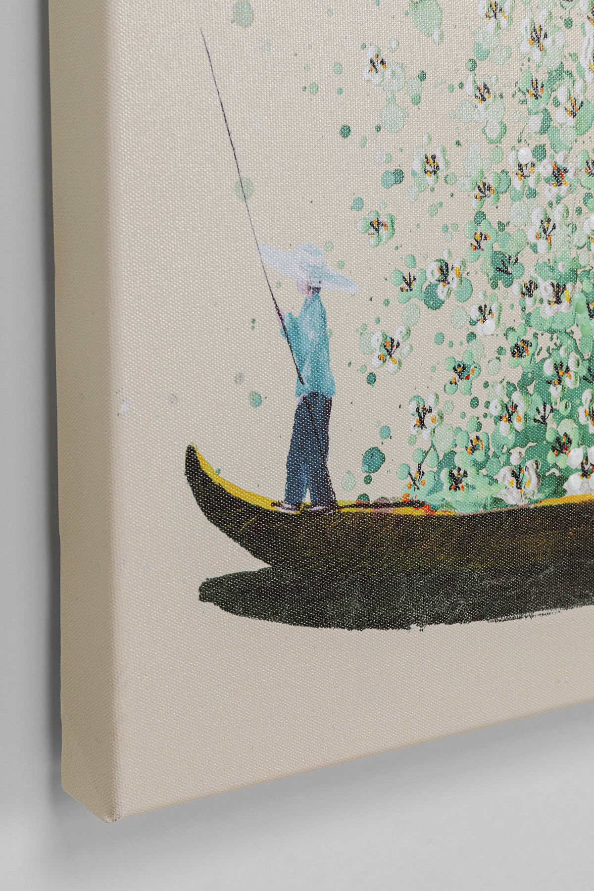 Kare Design Tableau sur toile »Leinwandbild Flower Boat Beige Grün 80«