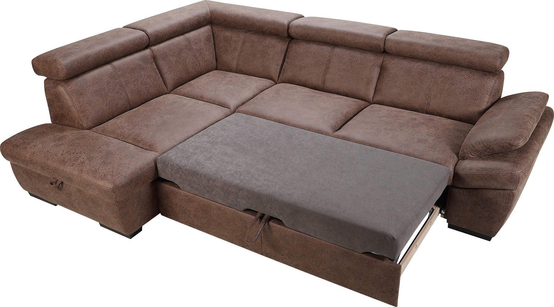 exxpo - sofa fashion Ecksofa »Salerno, klassisch modernes Funktionssofa, hoher Sitzkomfort, L-Form«, inkl. Kopf- und Armteilverstellung, wahlweise mit Bettfunktion