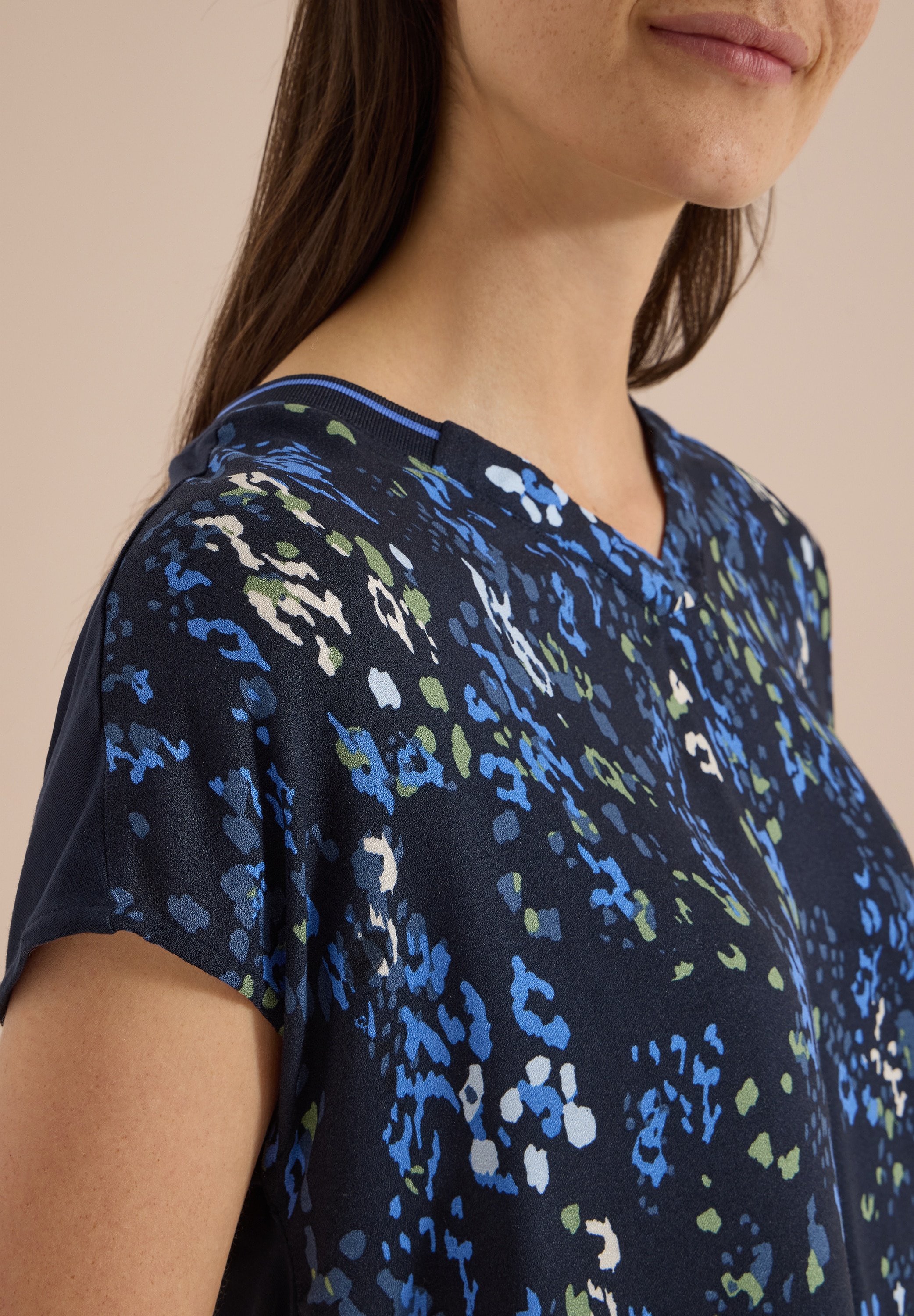 Cecil Top chemisier Blouse d'été, ourlet élastique, devant imprimé, dos uni