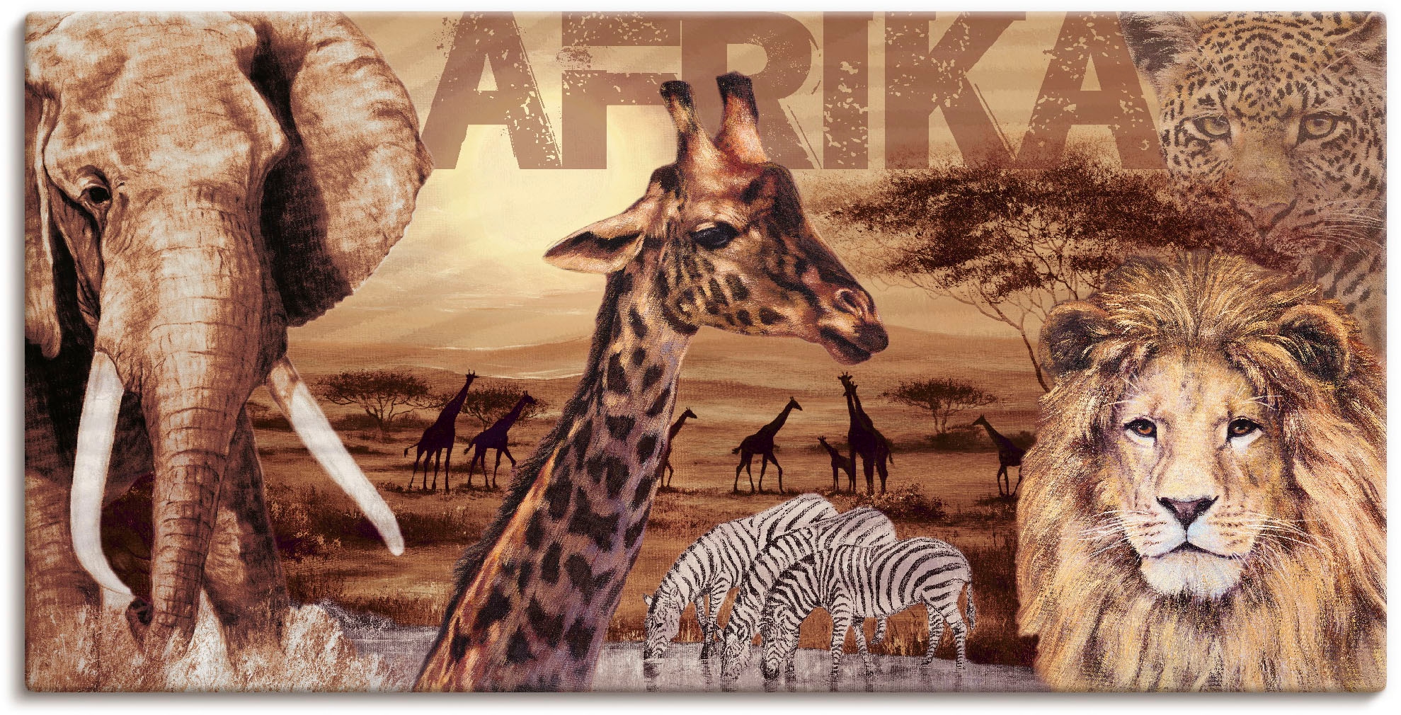 Image of Artland Wandbild "Afrika" Wildtiere 1 Stk. tlg. als Alubild, Leinwandbild, Poster in verschied. Grössen