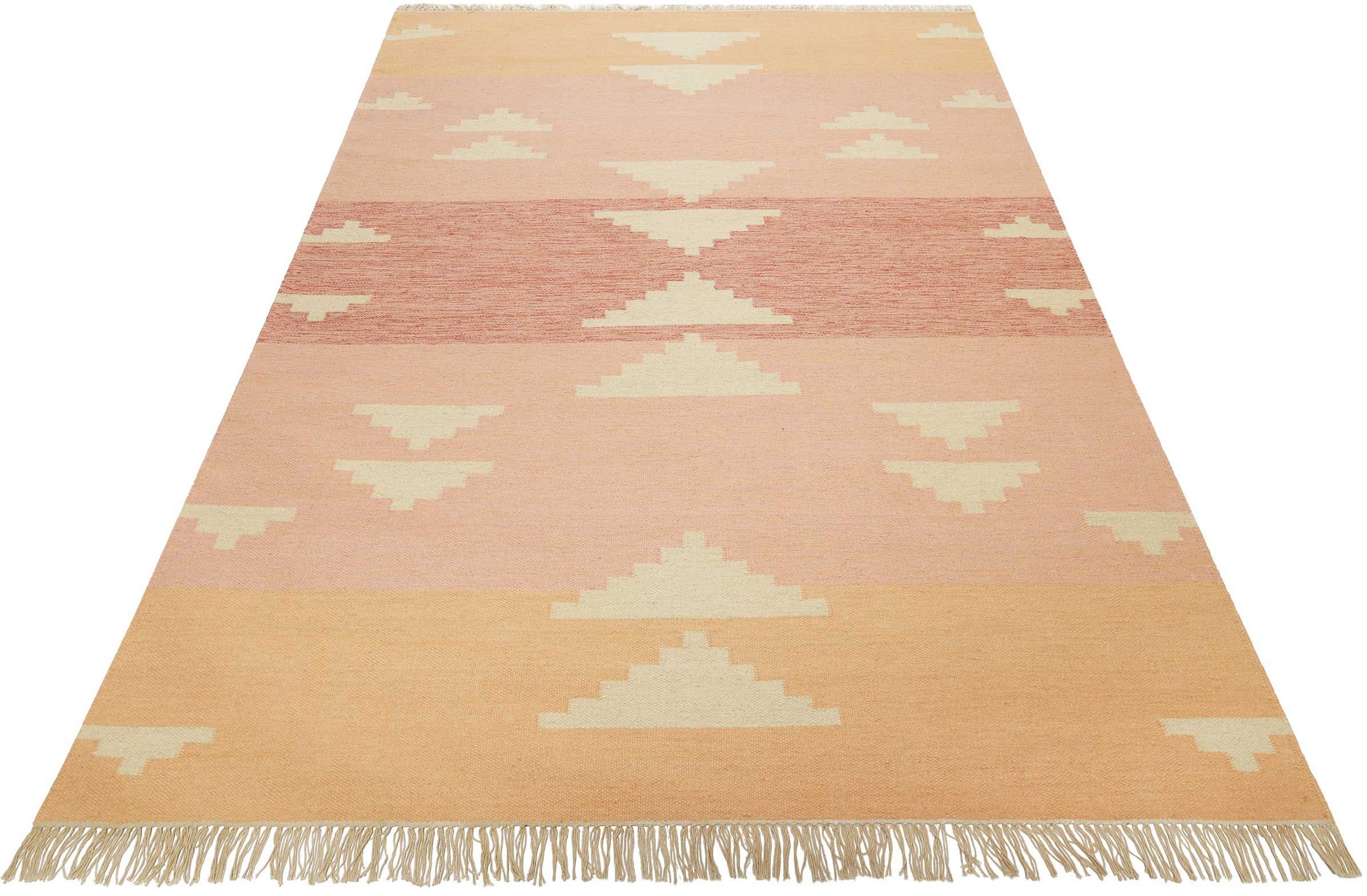 Image of Green Looop Teppich "Soleil GL-82106" rechteckig 5 mm Höhe handgewebter Naturfaserteppich aus 80% Wolle 20% Baumwolle, Fransen