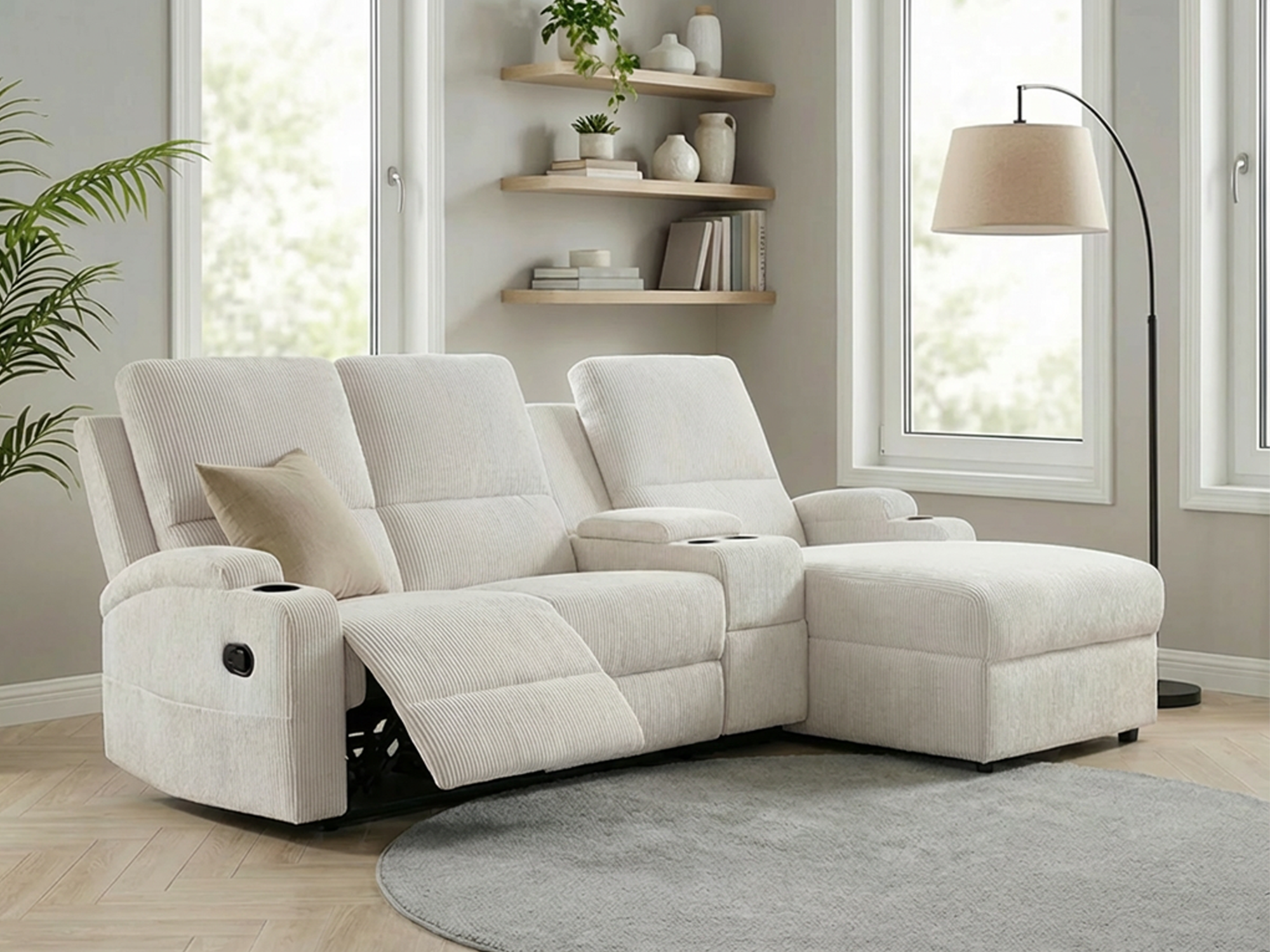 Image of GOODproduct Ecksofa "NAPORI Multimediasofa, 3er Kinosessel XXL, L-Form, Cord" Kinosofa mit Relaxfunktion, Getränkehalter, Staufach und Staukasten