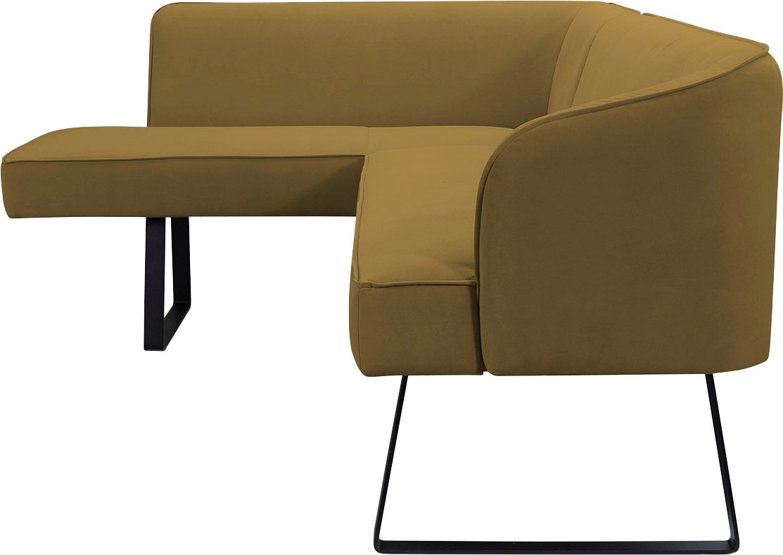 exxpo - sofa fashion Eckbank »Americano«, mit Keder und Metallfüssen, Bezug in verschiedenen Qualitäten