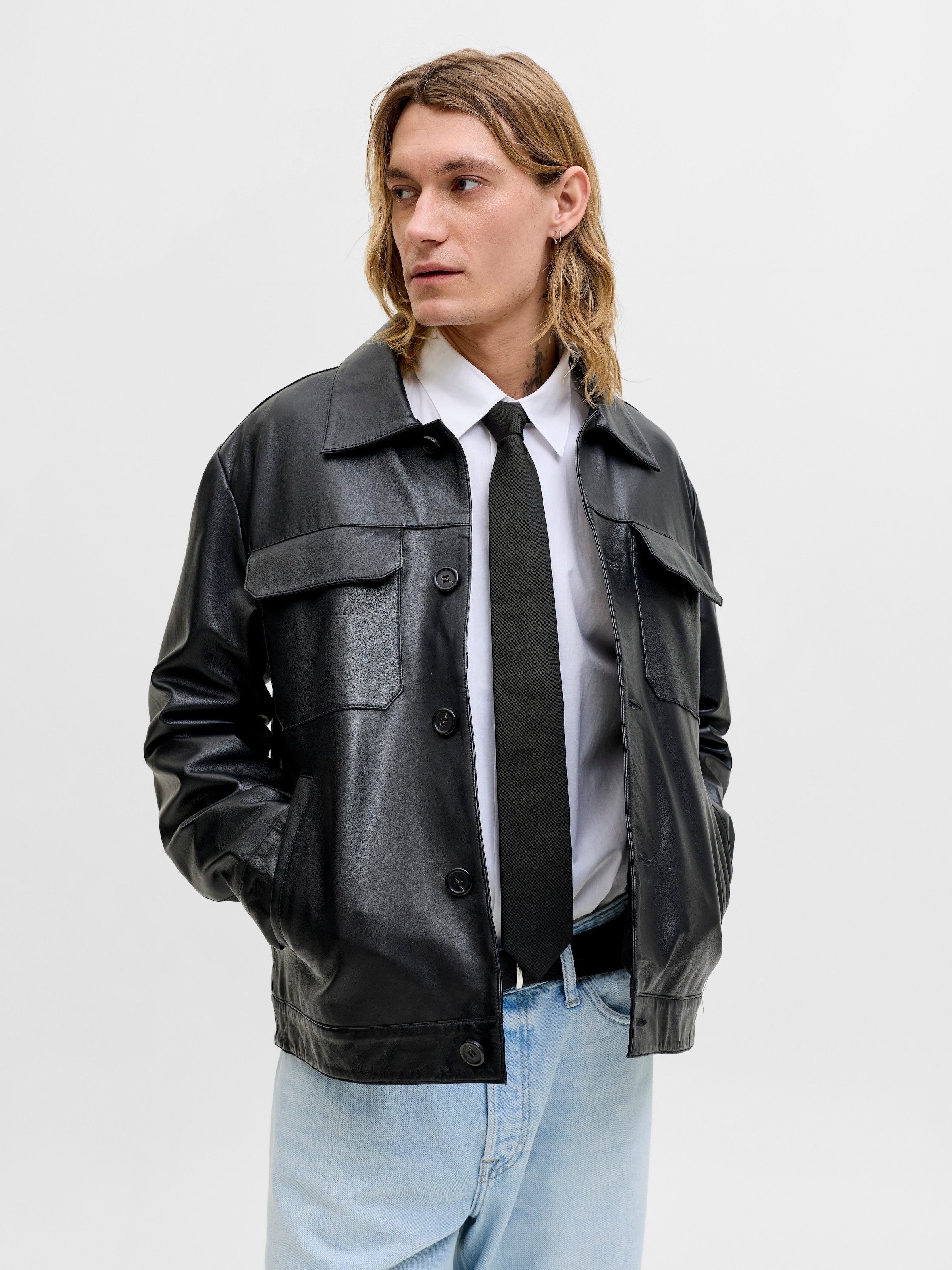 Image of Jack & Jones Krawatte "JACSOLID STRUCTURED TIE SN" Kunstfaser