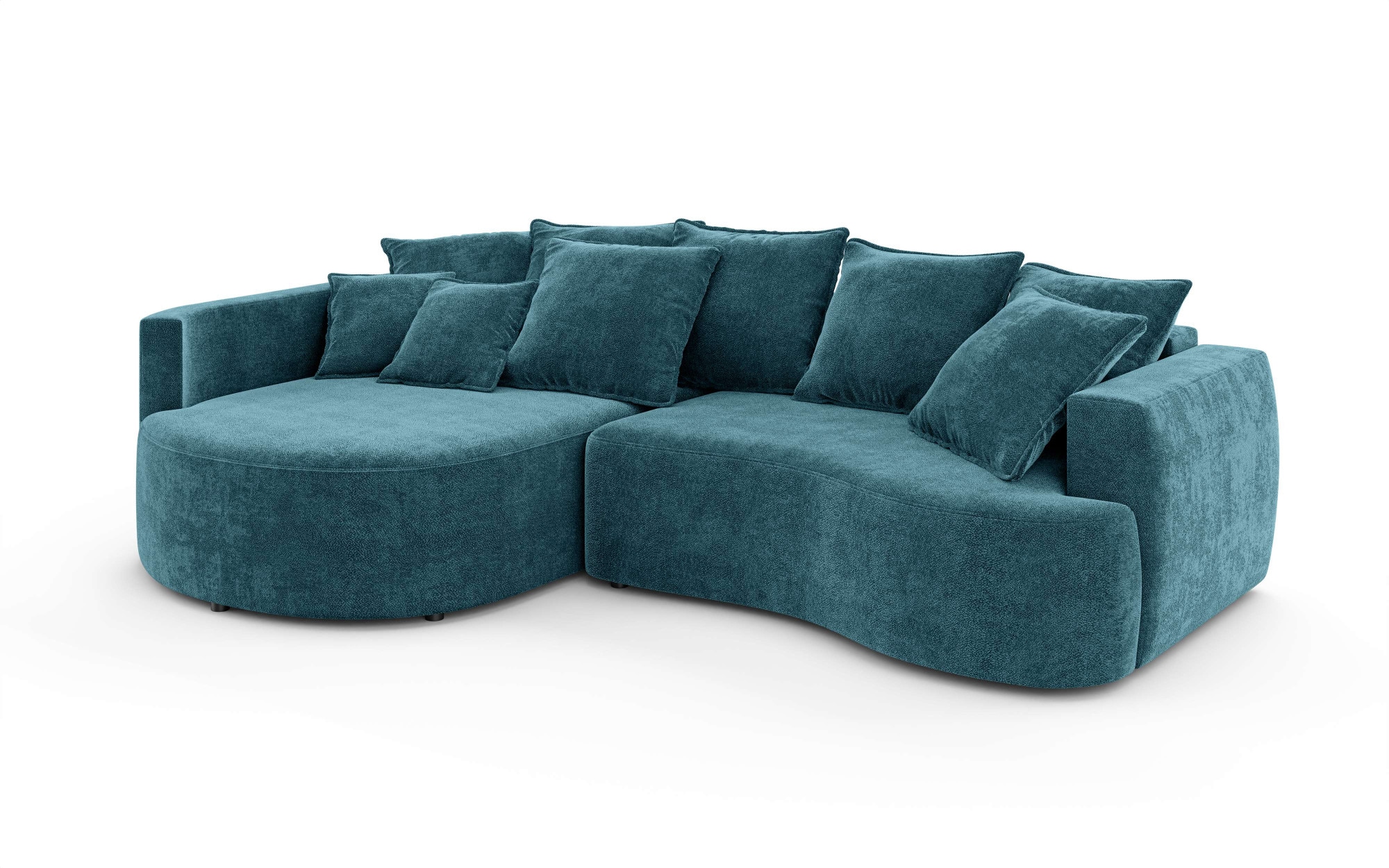 INOSIGN Ecksofa »Kahekili, Schlafsofa mit Bettkasten, Masse B/T/H: 255/181/90/ cm«, L-Form mit Wellenunterfederung, 7 Rückenkissen und 2 Zierkissen