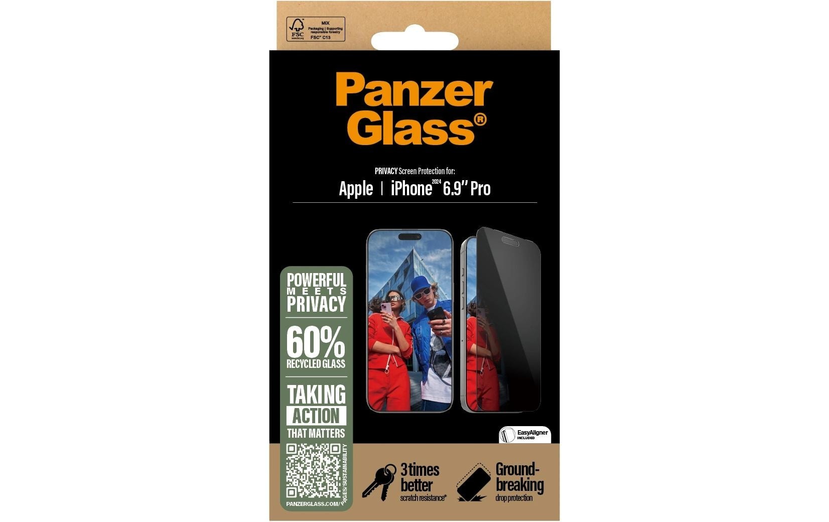 PanzerGlass Displayschutzglas »Ultra Wide Fit Privacy iPhone 16 Pro Max«, für iPhone 16 Pro Max, (1 St.)