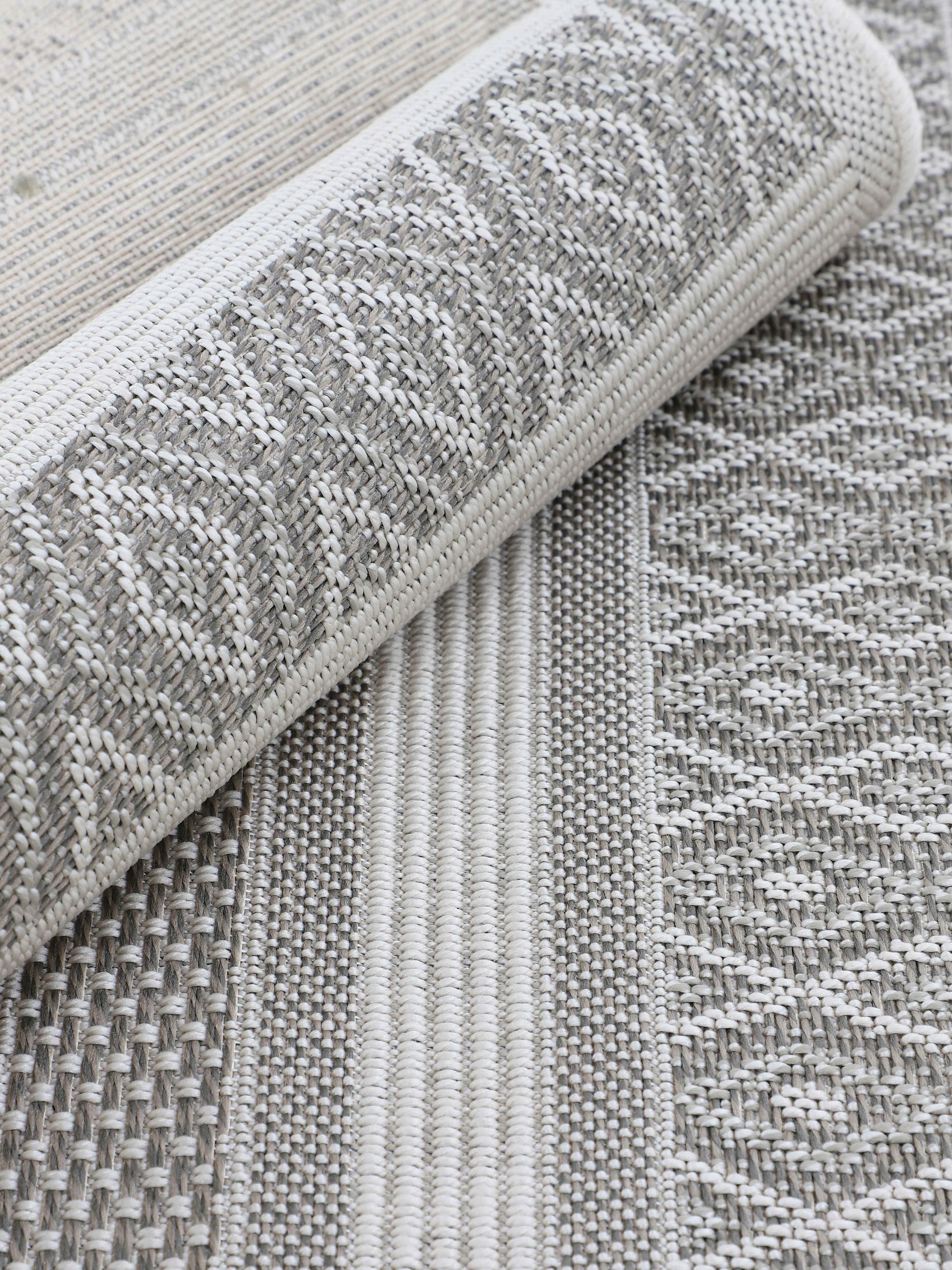 carpetfine Teppich »Boho 101«, rund, 4 mm Höhe, robustes Flachgewebe, Sisal Optik, UV-beständig, Aussenbereich