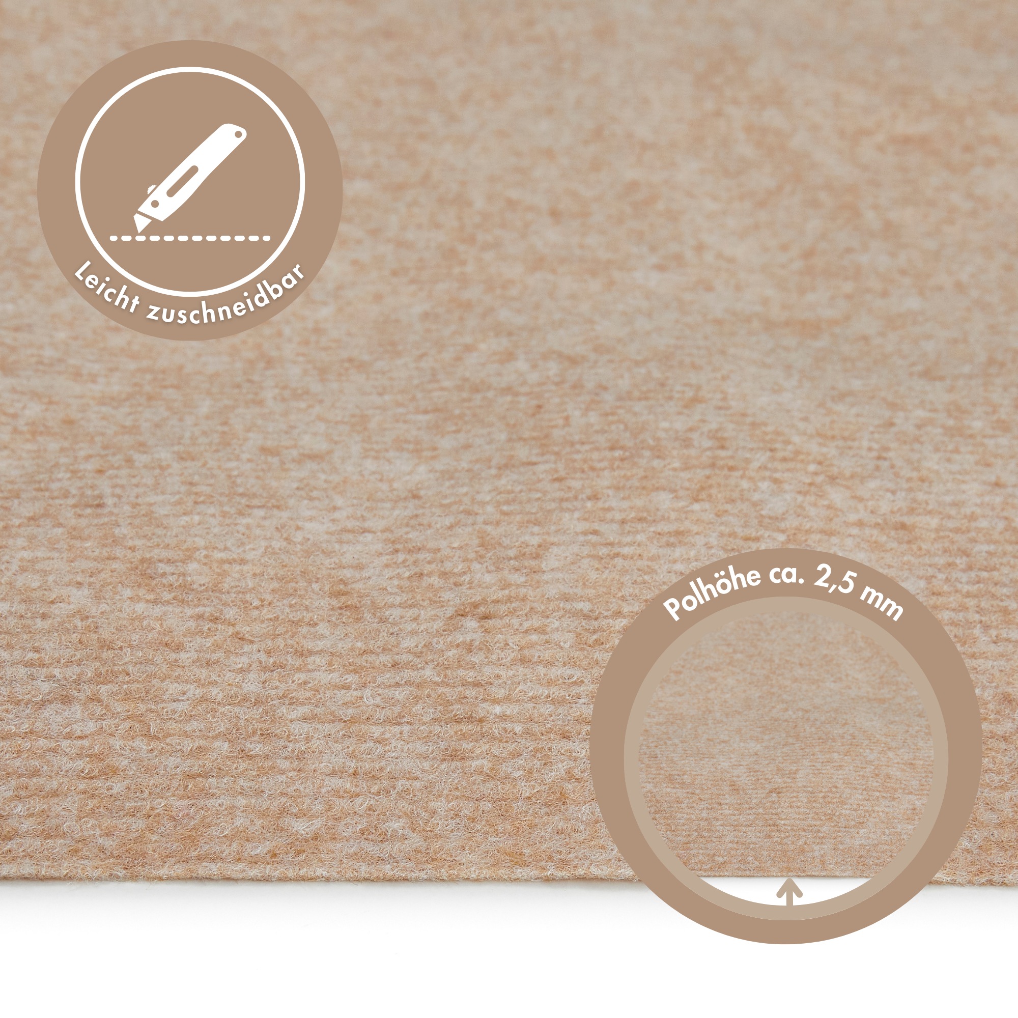 Andiamo Teppichboden "Milo, Nadelfilz, Gesamthöhe 2,5 mm, Made in Belgium" rechteckig Uni Farben, Breite 100 cm oder 200 cm, Wohnzimmer, strapazierfähig