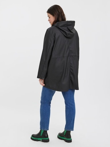 Vero Moda Curve Outdoorjacke »VMCMALOU COATED JACKET CUR NOOS« mit Kapuze