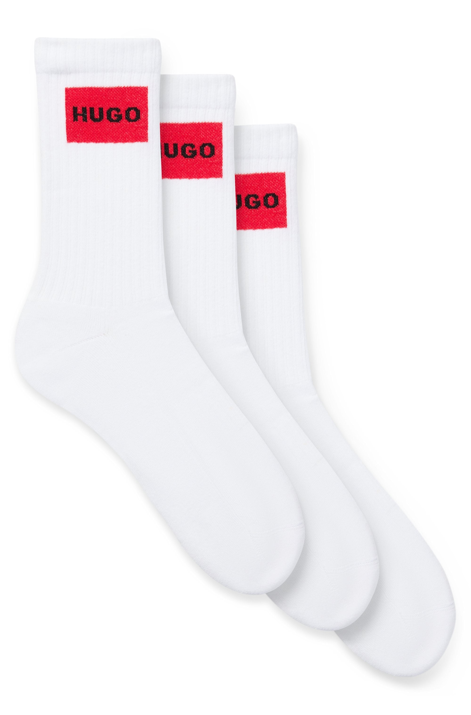 HUGO Underwear Chaussettes de loisirs »3P QS RIB LABEL« Packung, 3er, 3 cuis tlg. mit kontrastfarbenen HUGO Logo
