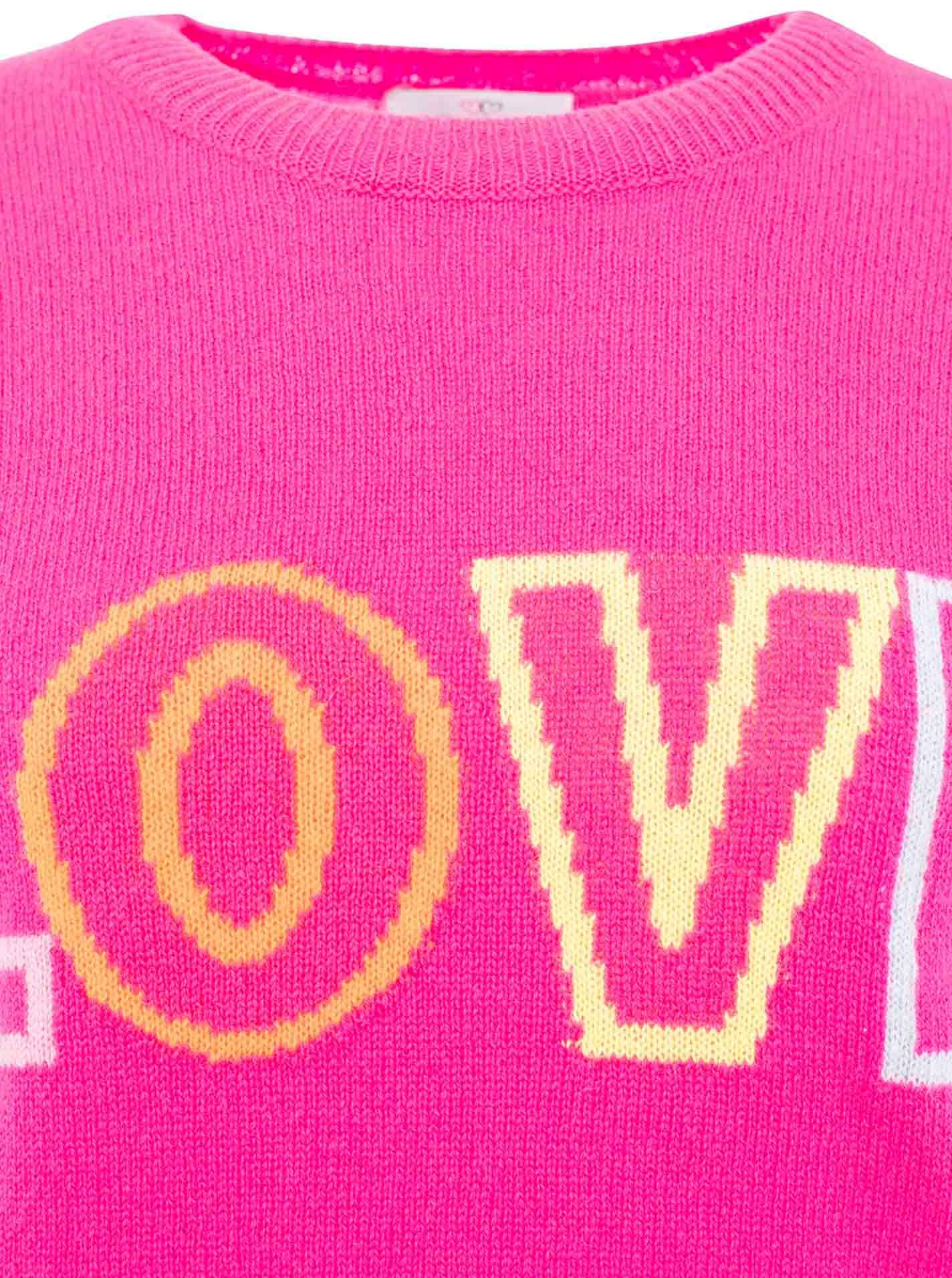 Zwillingsherz Kaschmirpullover »"LOVE" wording« Rundhals, mit LOVE Aufschrift in Neonfarbe