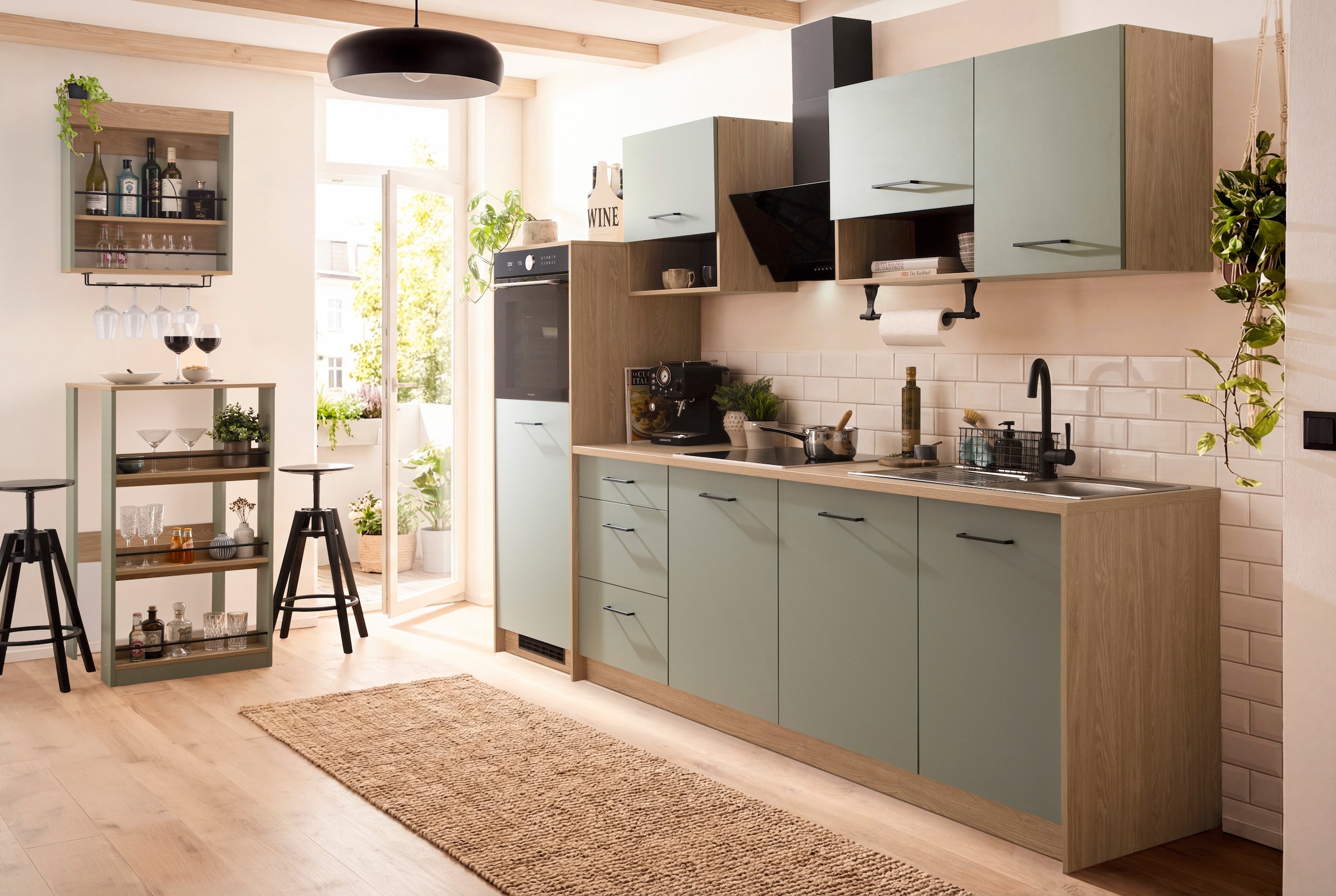 KOCHSTATION Küchenzeile »KS-Kolari, Küchenblock Made in Germany« Breite 290 cm, wahlweise mit Hanseatic-E-Geräten