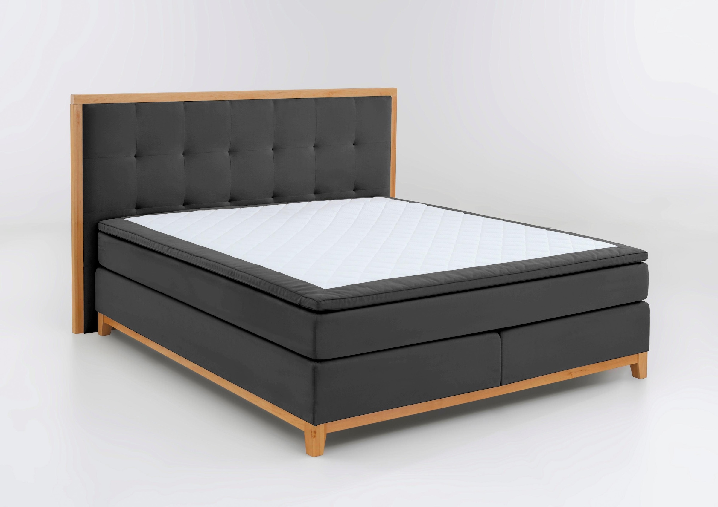 Home affaire Boxspringbett »Sonja«, mit Steppung im Kopfteil und Holzrahmen, inklusive Topper