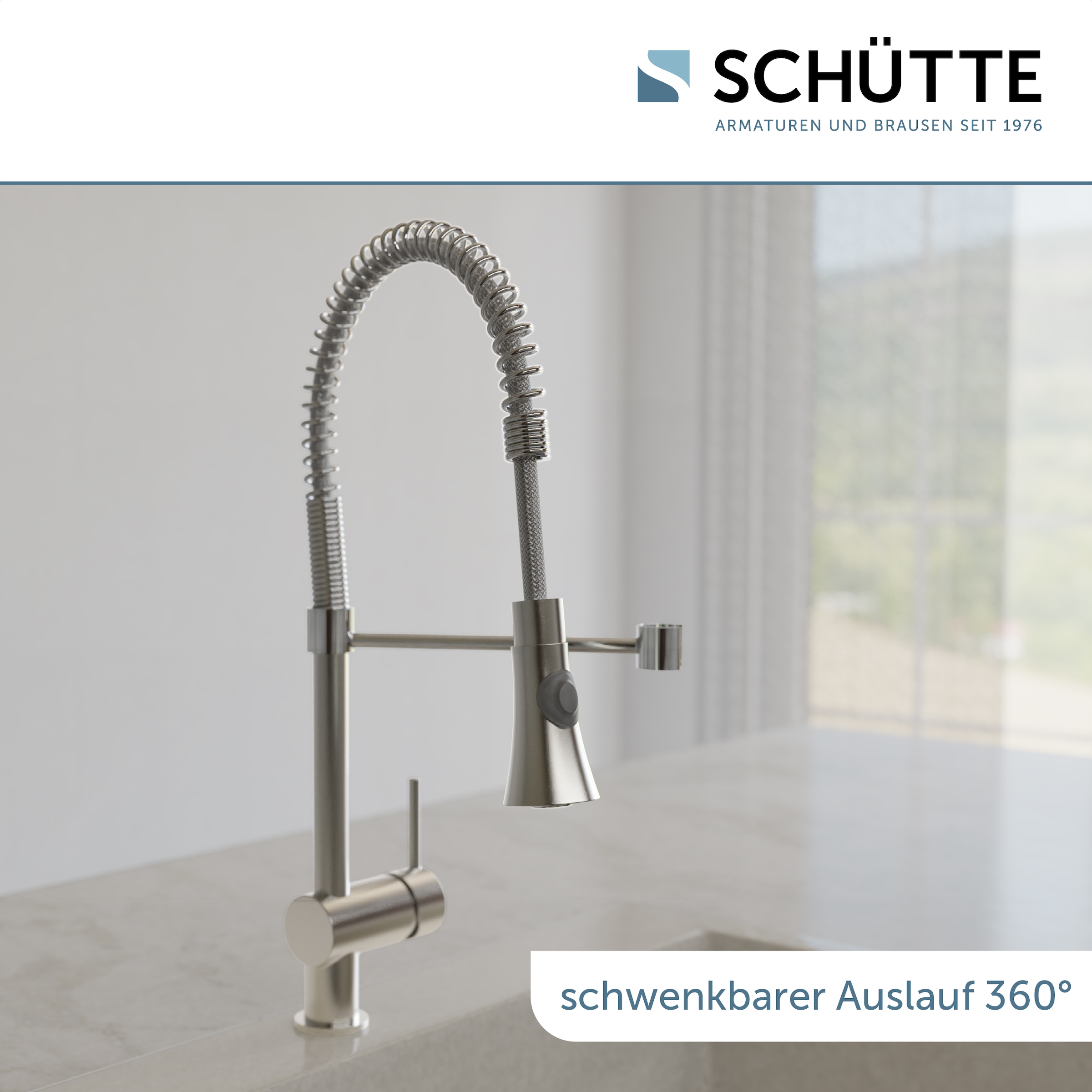 Schütte Robinet d'évier »Cornwall« robinet basse pression, acier inoxydable, Cold-Start, douchette 2 jets, pivotant