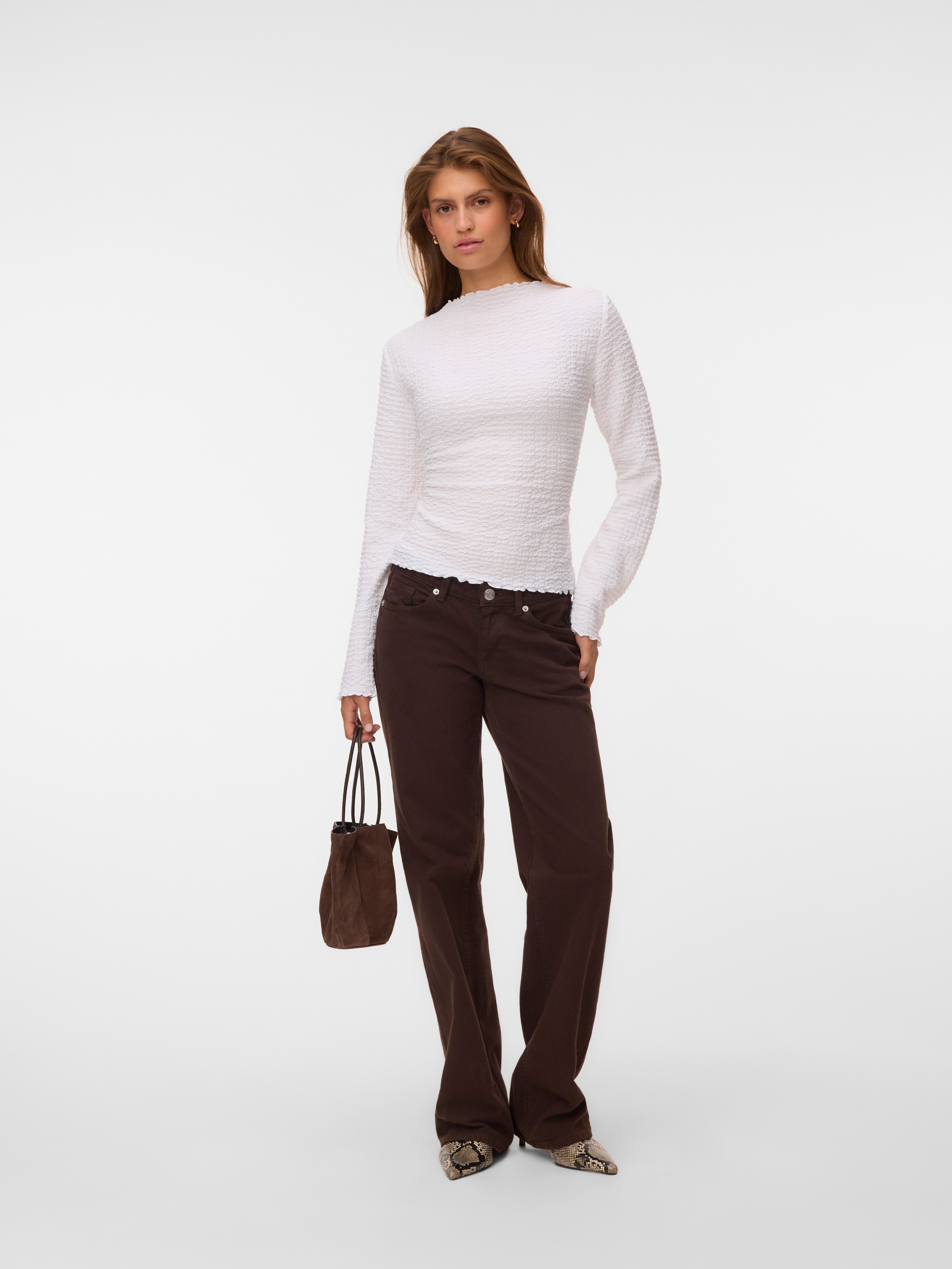 Vero Moda T-shirt à manches longues »VMZIA LS FUNNEL NECK TOP JRS NOOS« mélange coton, coupe régulière