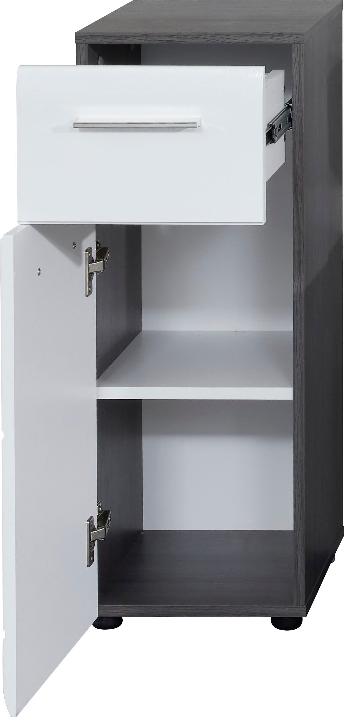 welltime Armoire basse »Sovana« commode de salle de bain avec façade laquée brillante et 1 tiroir - (L/P/H) 30/31/80 cm