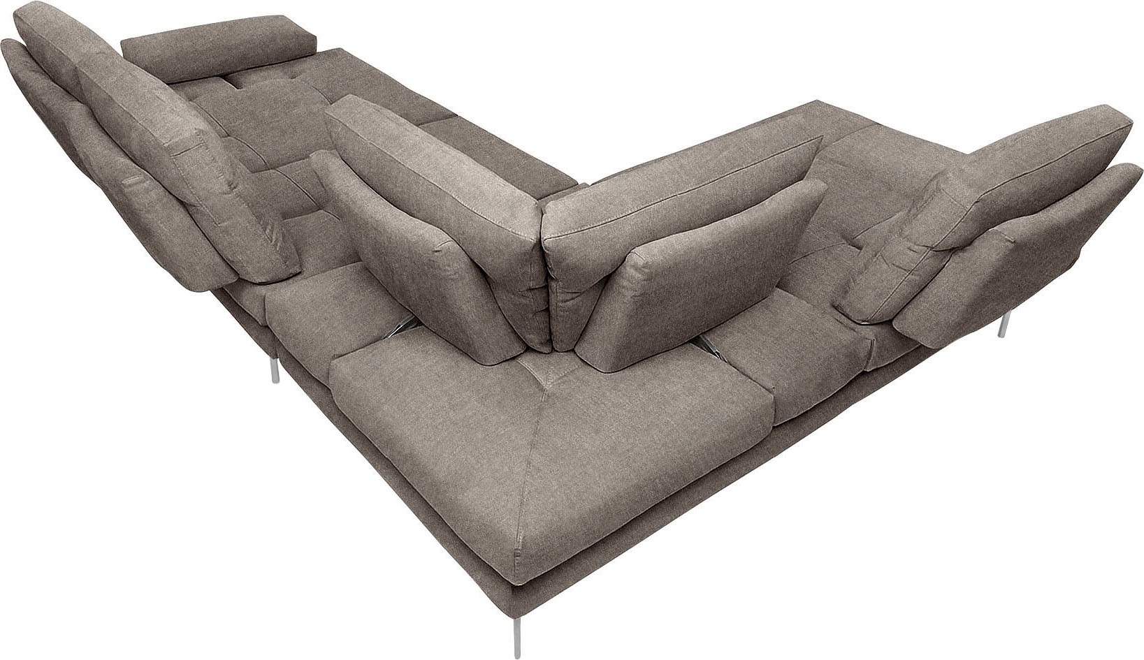 CALIA ITALIA Canapé d'angle »Toby Wing, B/T: 288/232 cm, Multifunktionssofa, Designsofa, L-Form« Sitztiefenverstellung und Armteilfunktion, Füsse chrom glänzend