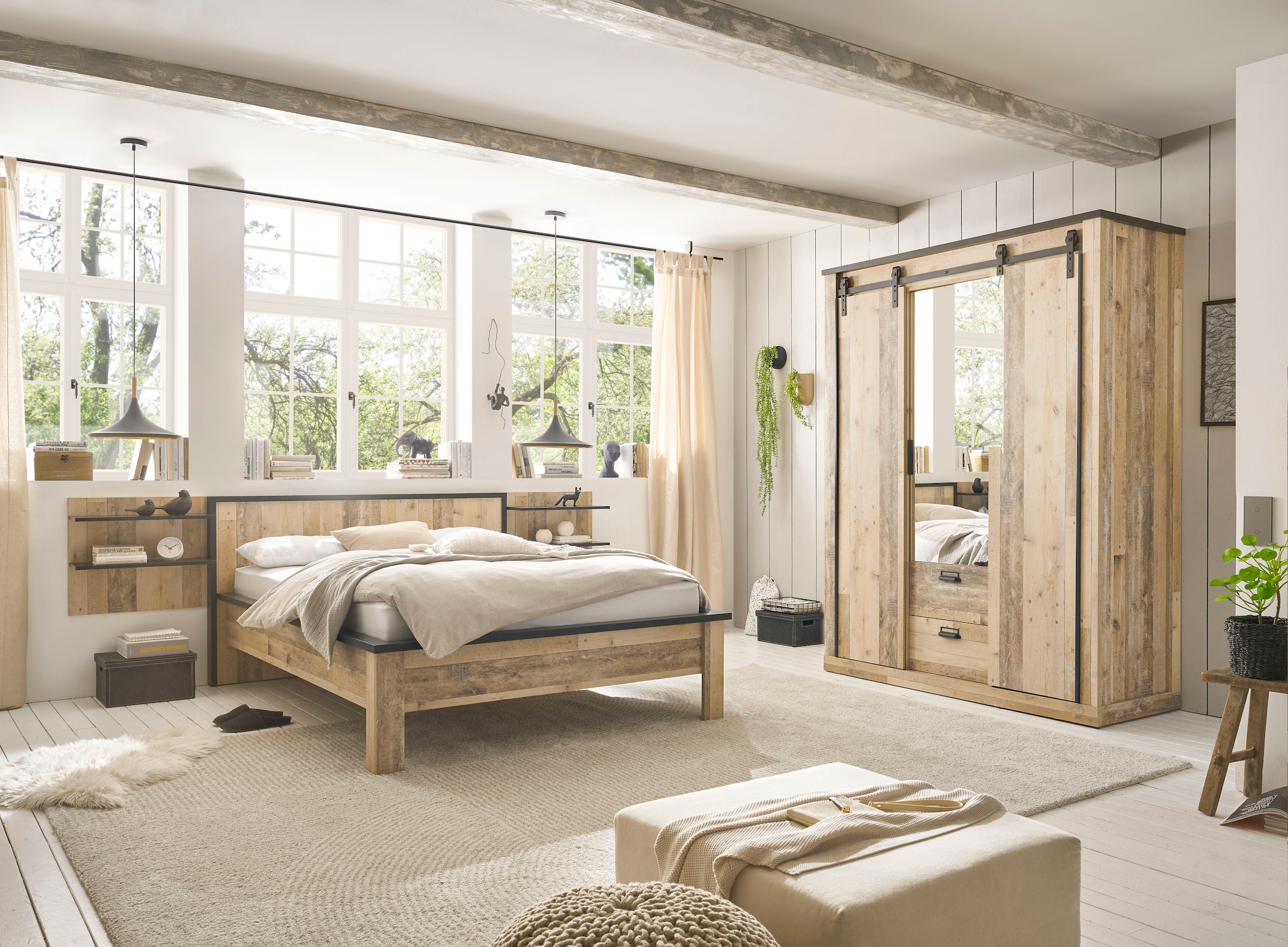Home affaire Schlafzimmer-Set »SHERWOOD«, (4 tlg.), Liegefläche 140x200cm, Schrank 3-trg. 161cm breit