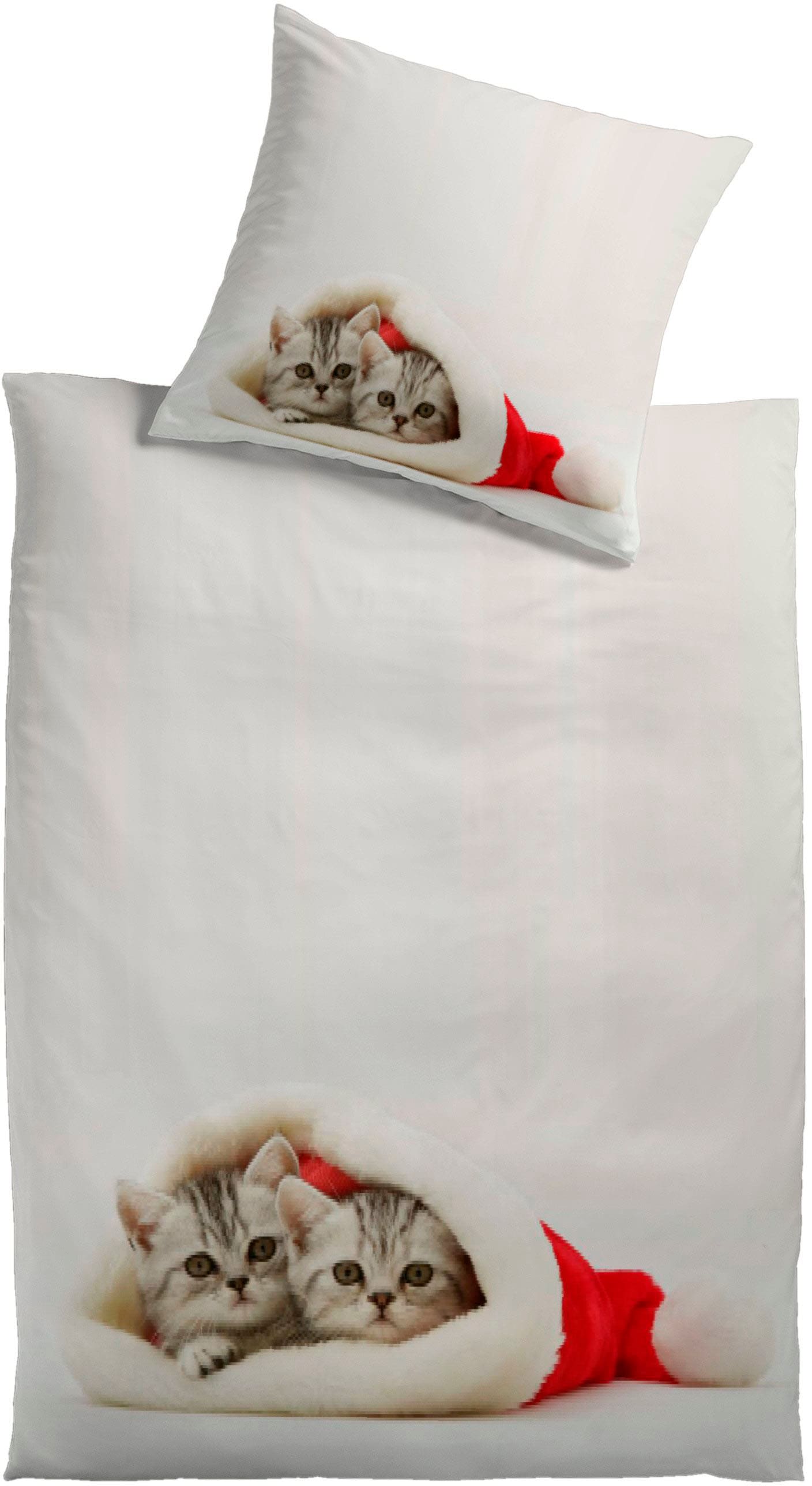 Image of KiNZLER Bettwäsche "Katzenmotiv" 2 Stk. aus Baumwoll-Renforcé