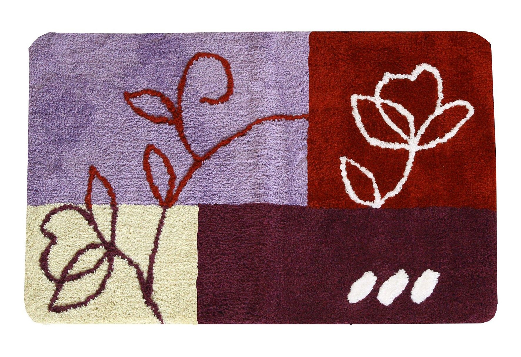 KiNZLER Badematte »Gedinne«, rutschhemmend beschichtet, fussbodenheizungsgeeignet, Badteppich, rund, modernes florales Patchwork Design, waschbar