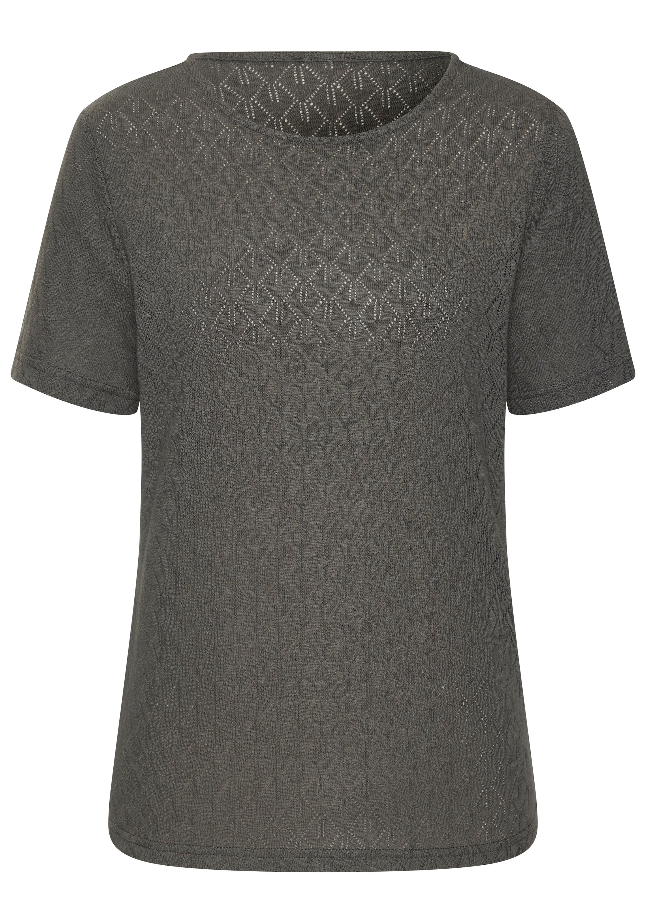 Vivance Kurzarmshirt »mit modischem Ajour-Muster«, aus weicher Baumwoll-Qualität