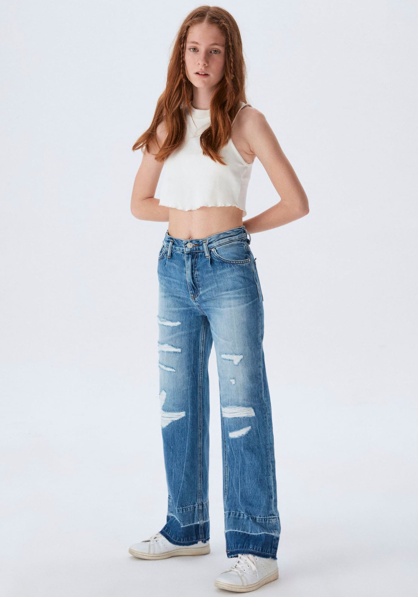 ♕ LTB Weite Jeans »FELICIA«, versandkostenfrei for GIRLS mit Destroyed-Effekten, auf