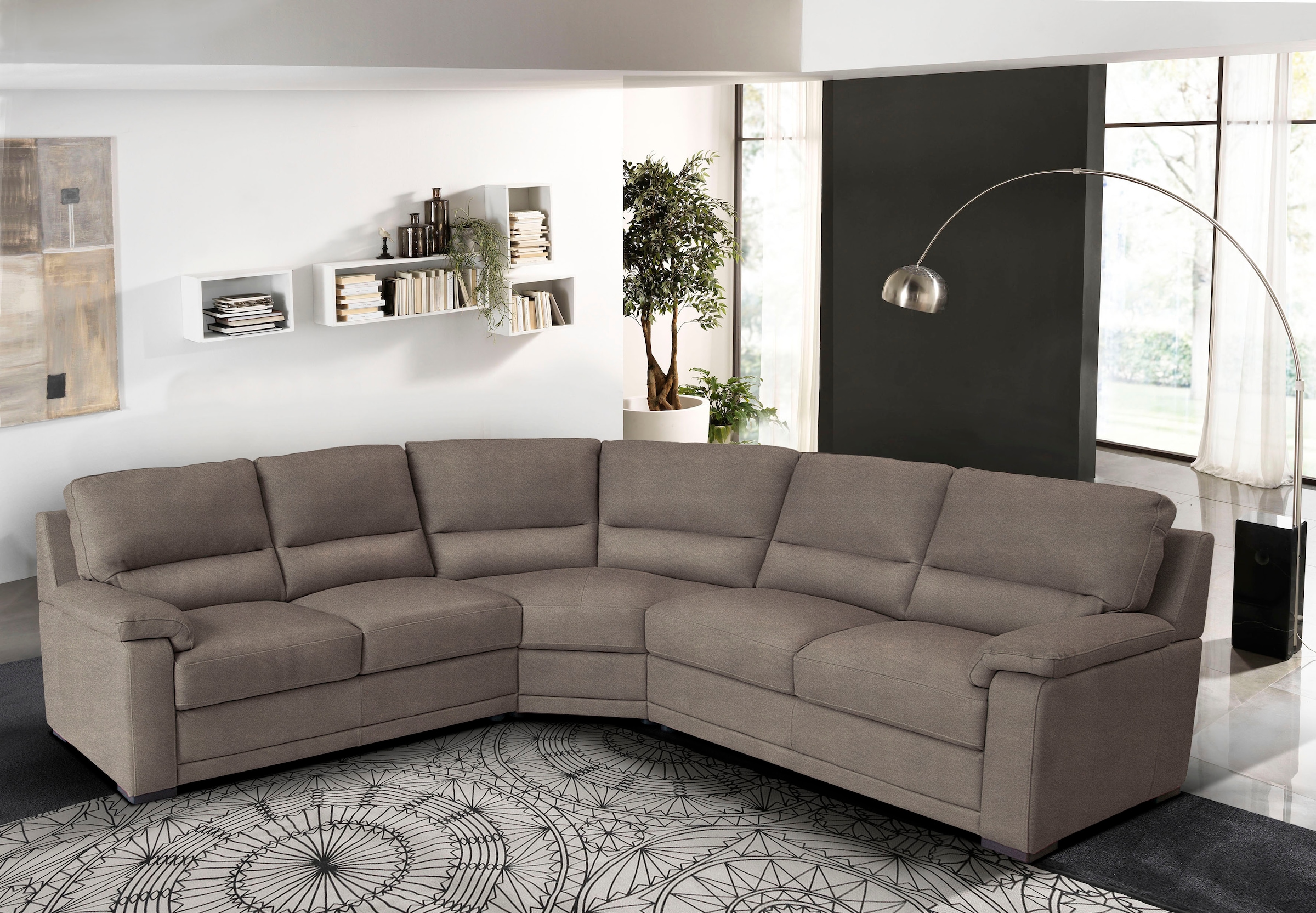 Image of Egoitaliano Ecksofa "Doris, modernes Designerecksofa in hochwertigen Microfaserqualitäten" edle Detailverarbeitung, wahlweise fleckenabweisend oder in Lederoptik