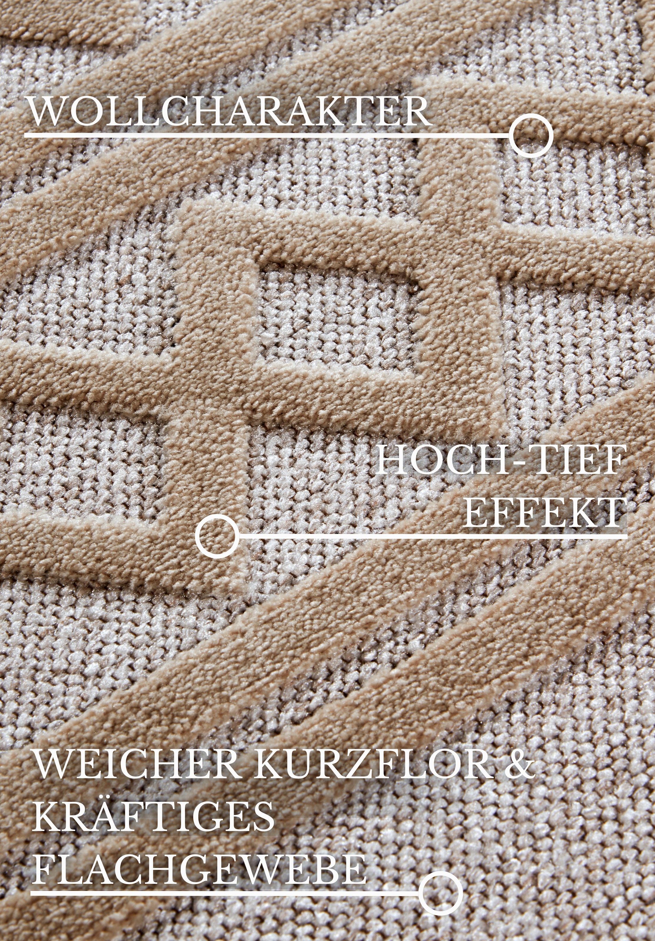 Villeroy & Boch Teppich »Catherine«, rechteckig, 5,5 mm Höhe, Wohnzimmer, Schlafzimmer, Modern, Hoch-Tief Effekt, Flur