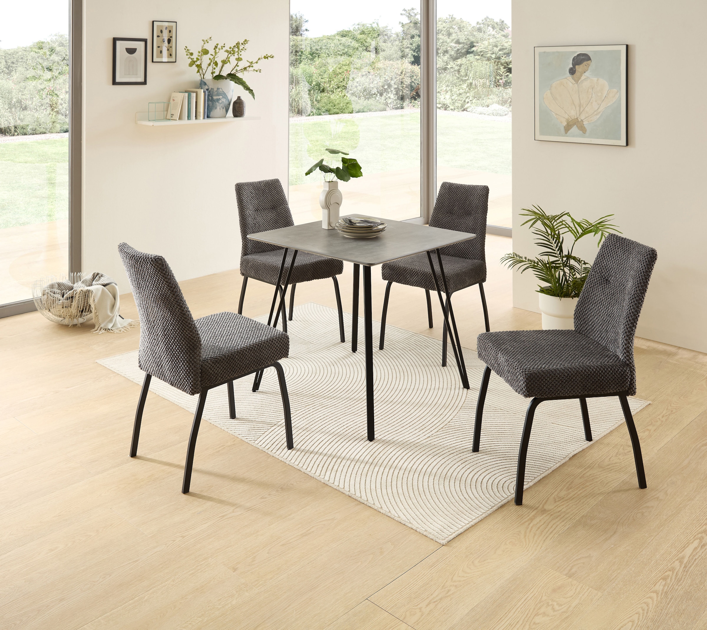 Stolkom Table de salle à manger »Fieteni Esstisch B/H/T 80x75x80 cm« 1 cuis tlg. Schweizer Kante, pulverbeschichtet