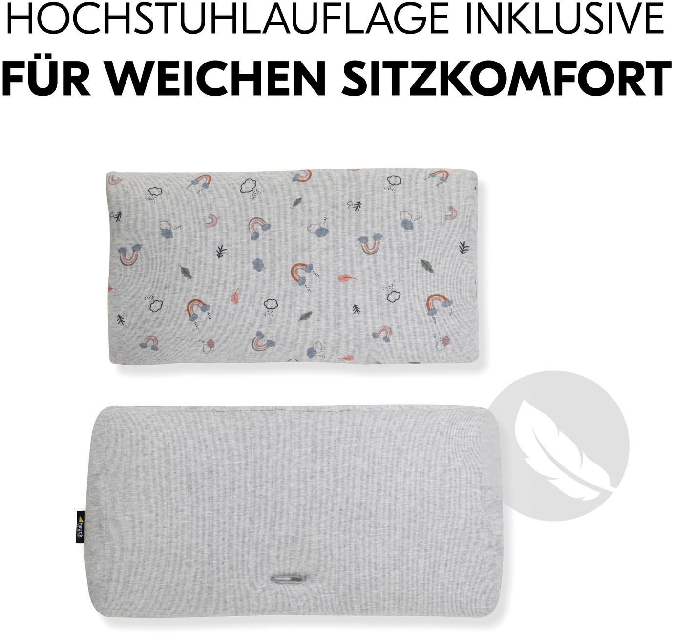 Hauck Hochstuhl »Alpha+, weiss + Sitzauflage Rainbow«, (Set), 3 St.