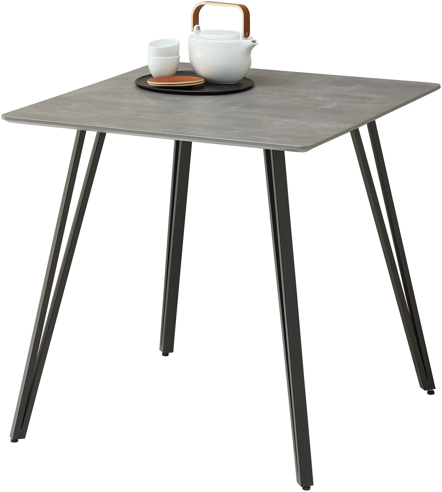 Stolkom Table de salle à manger »Fieteni Esstisch B/H/T 80x75x80 cm« 1 cuis tlg. Schweizer Kante, pulverbeschichtet