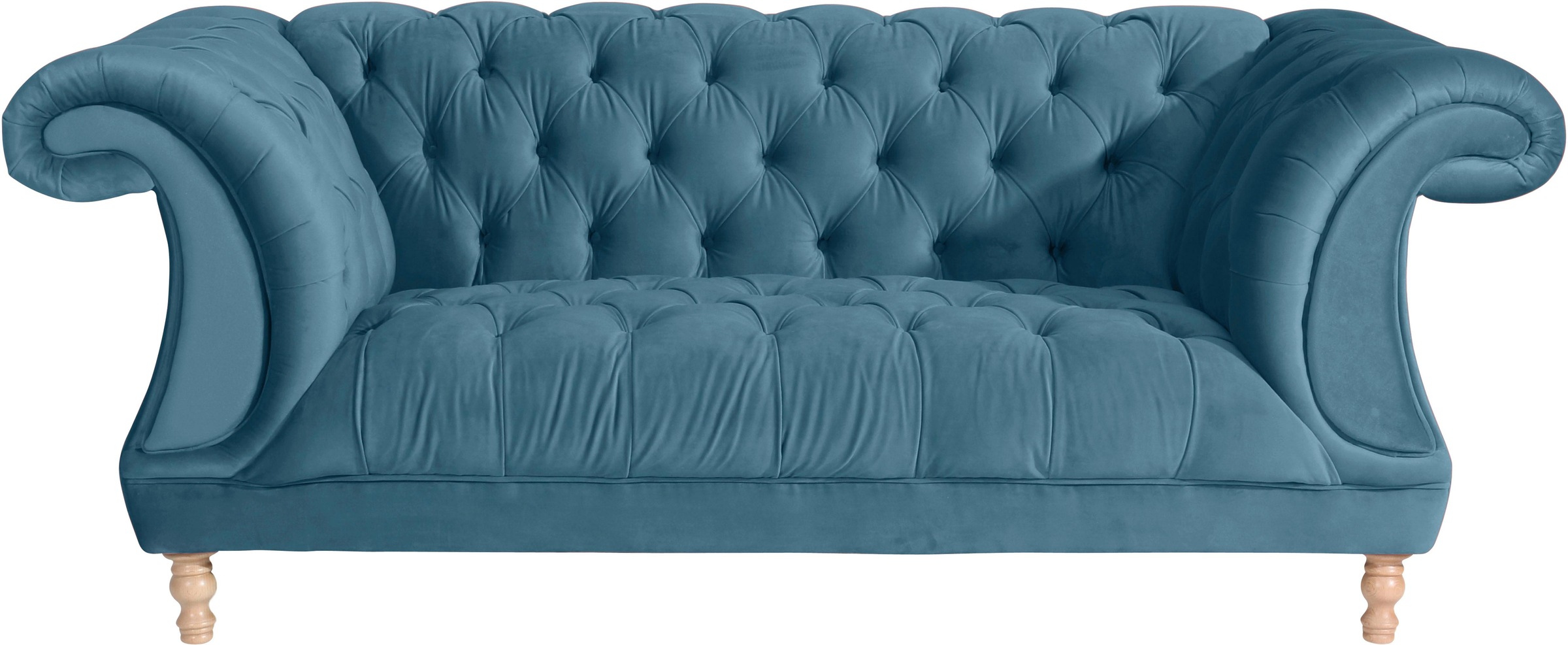 Max Winzer® Chesterfield-Sofa »Isabelle«, mit Knopfheftung & gedrechselten Füssen in Buche natur, Breite 200 cm