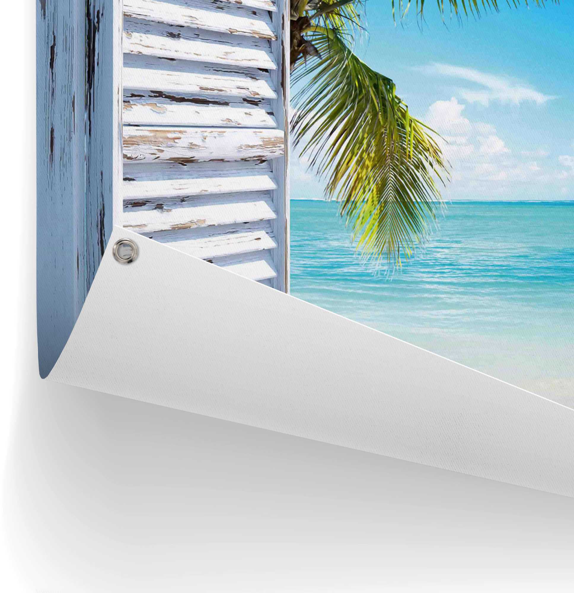 Reinders! Poster »Strandfenster«, leichtes und wasserfestes Gartenposter für den Ausseneinsatz